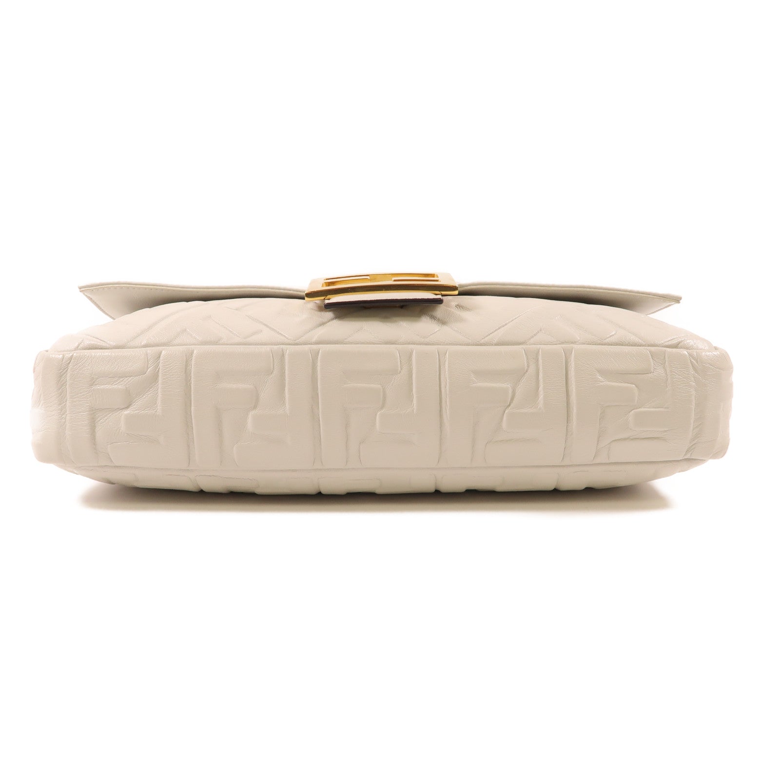FENDI 牛皮皮革Baguette Bag金扣手挽肩背兩用袋白色