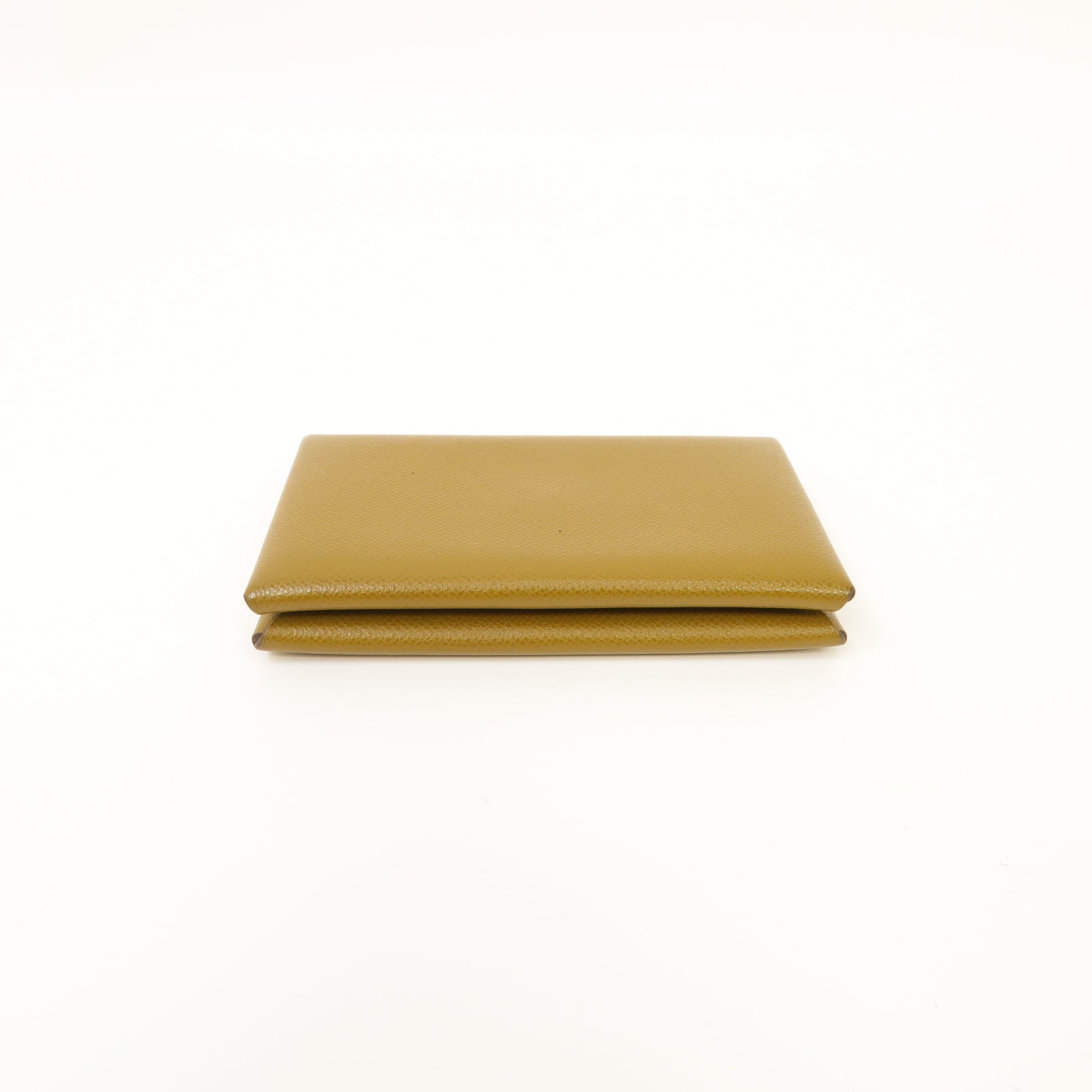 HERMES Epsom皮革Calvi Card Case銀扣卡片套棕色