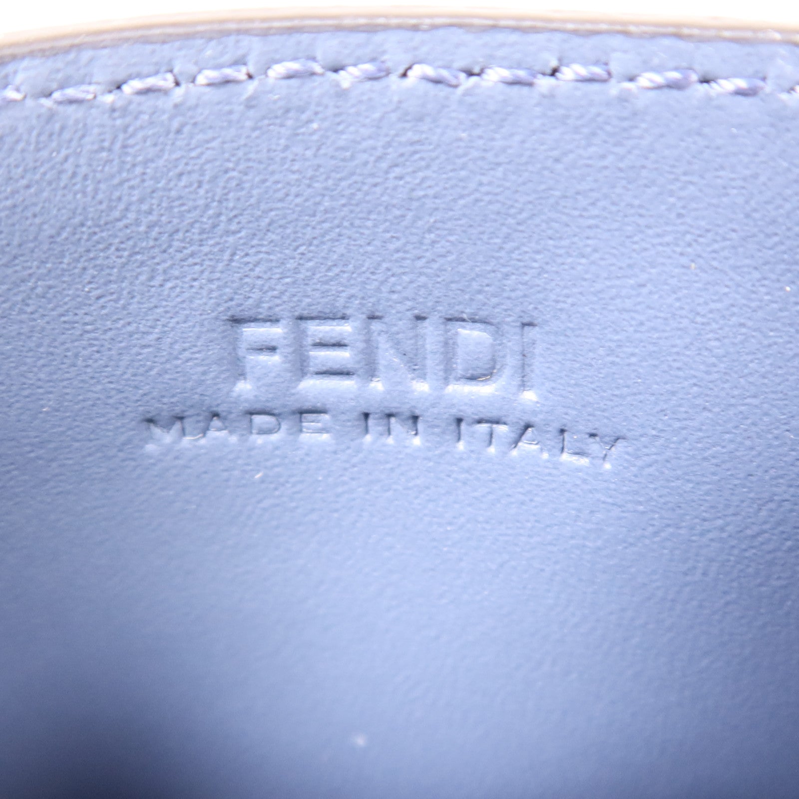 FENDI SHW Squared Card Case Leather/Coated Canvas Blue/Brown