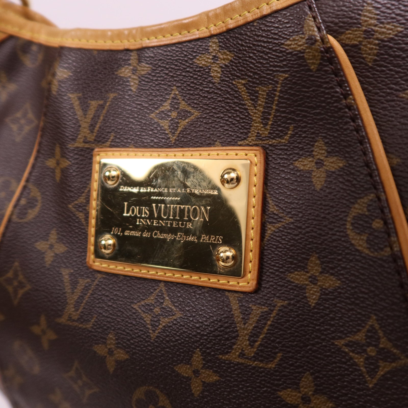 LOUIS VUITTON Monogram Galliera PM金扣肩背袋棕色