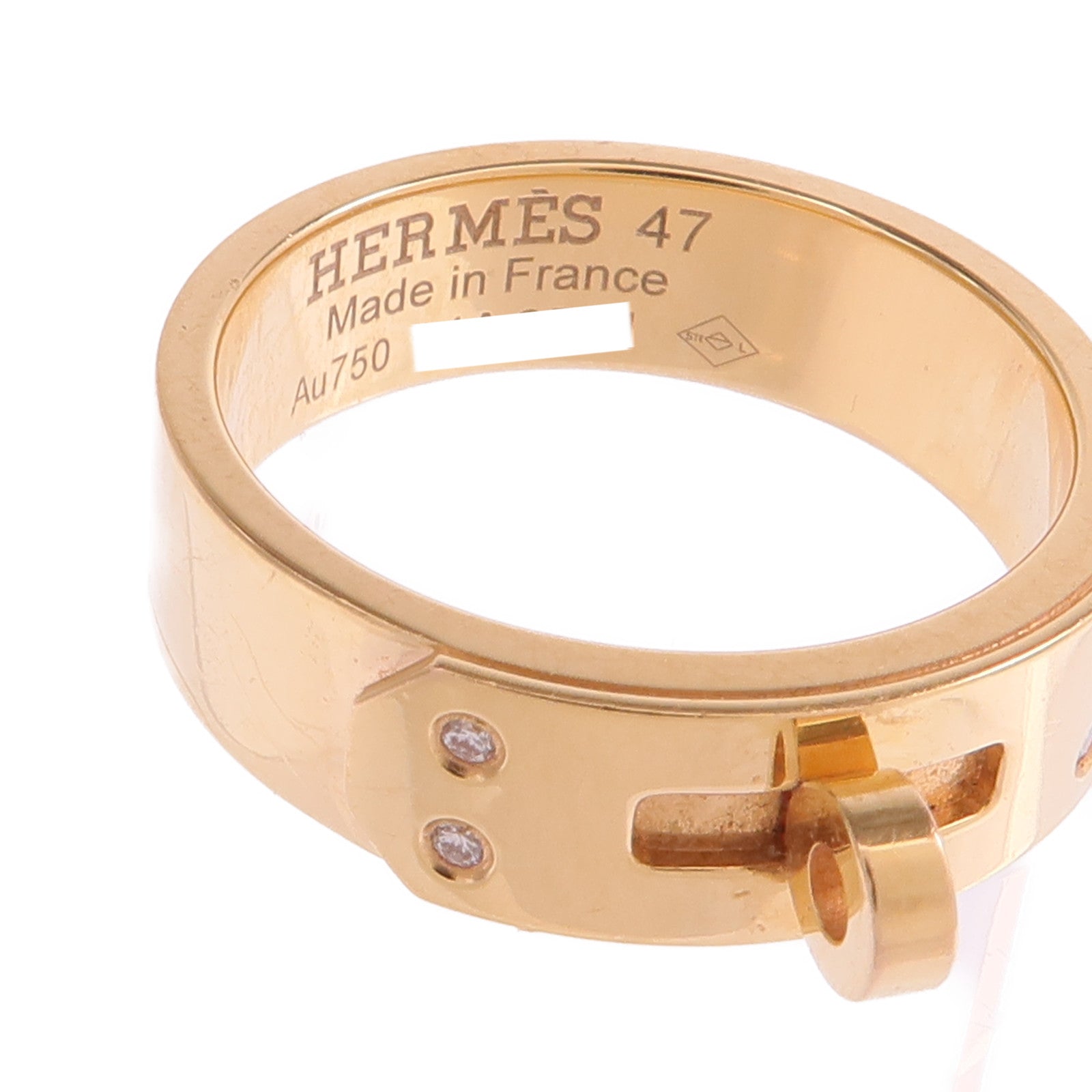 HERMES 【激減優惠】18K玫瑰金Kelly Ring鑽石戒指Hermes#47/US#4.25