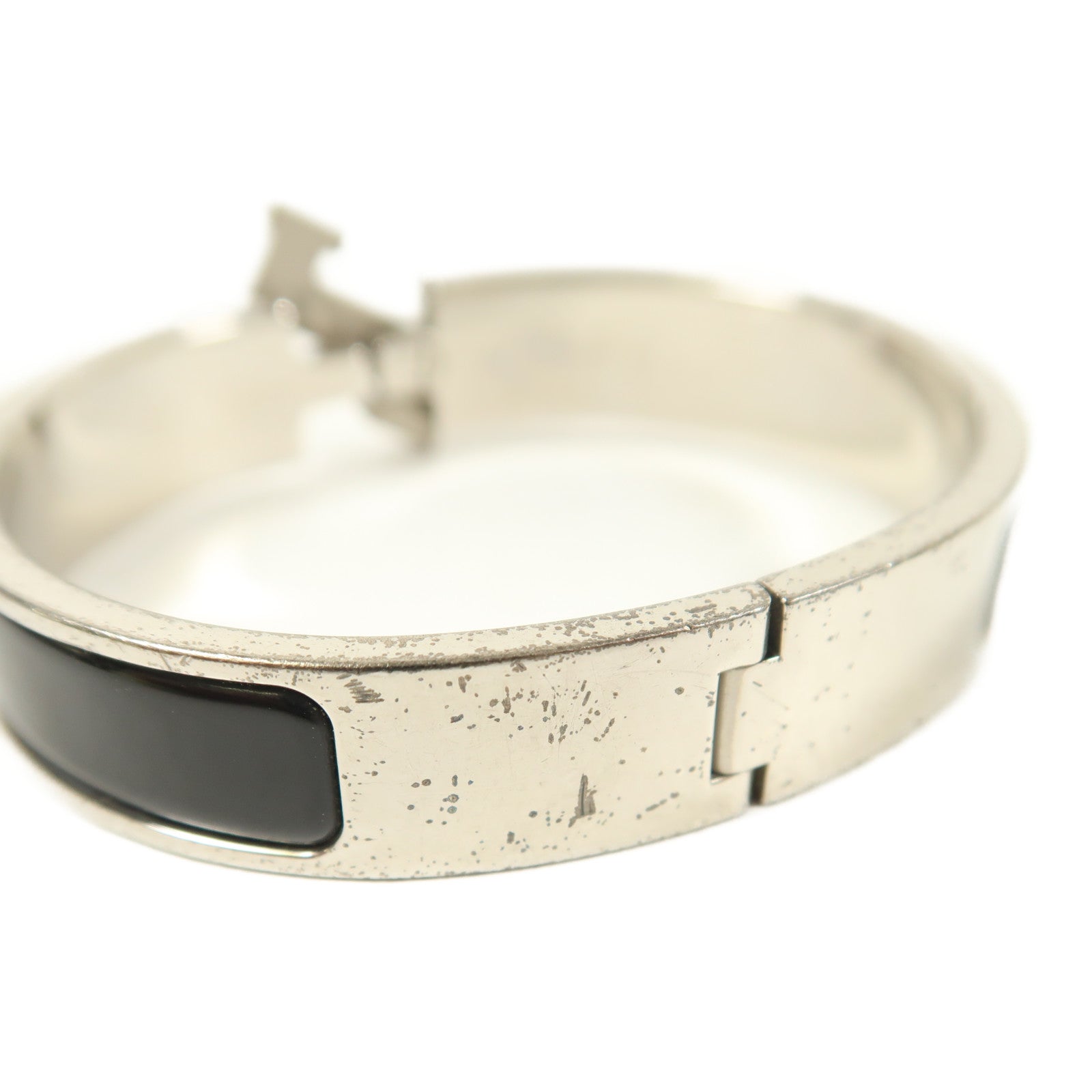 HERMES 金屬Clic H銀扣手鐲Noir