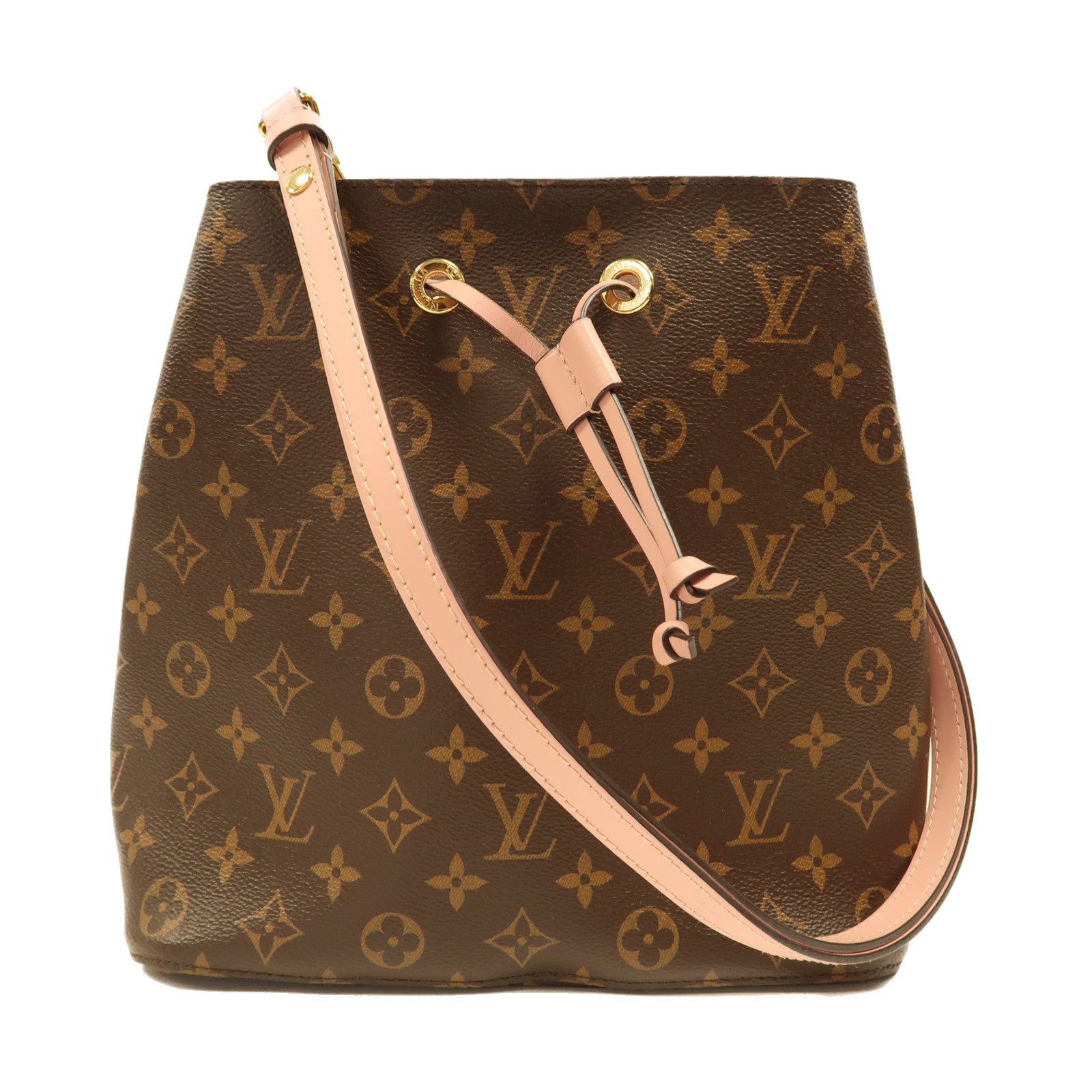 LOUIS VUITTON Monogram Neo Noe MM金扣手挽肩背兩用袋棕色/粉紅色