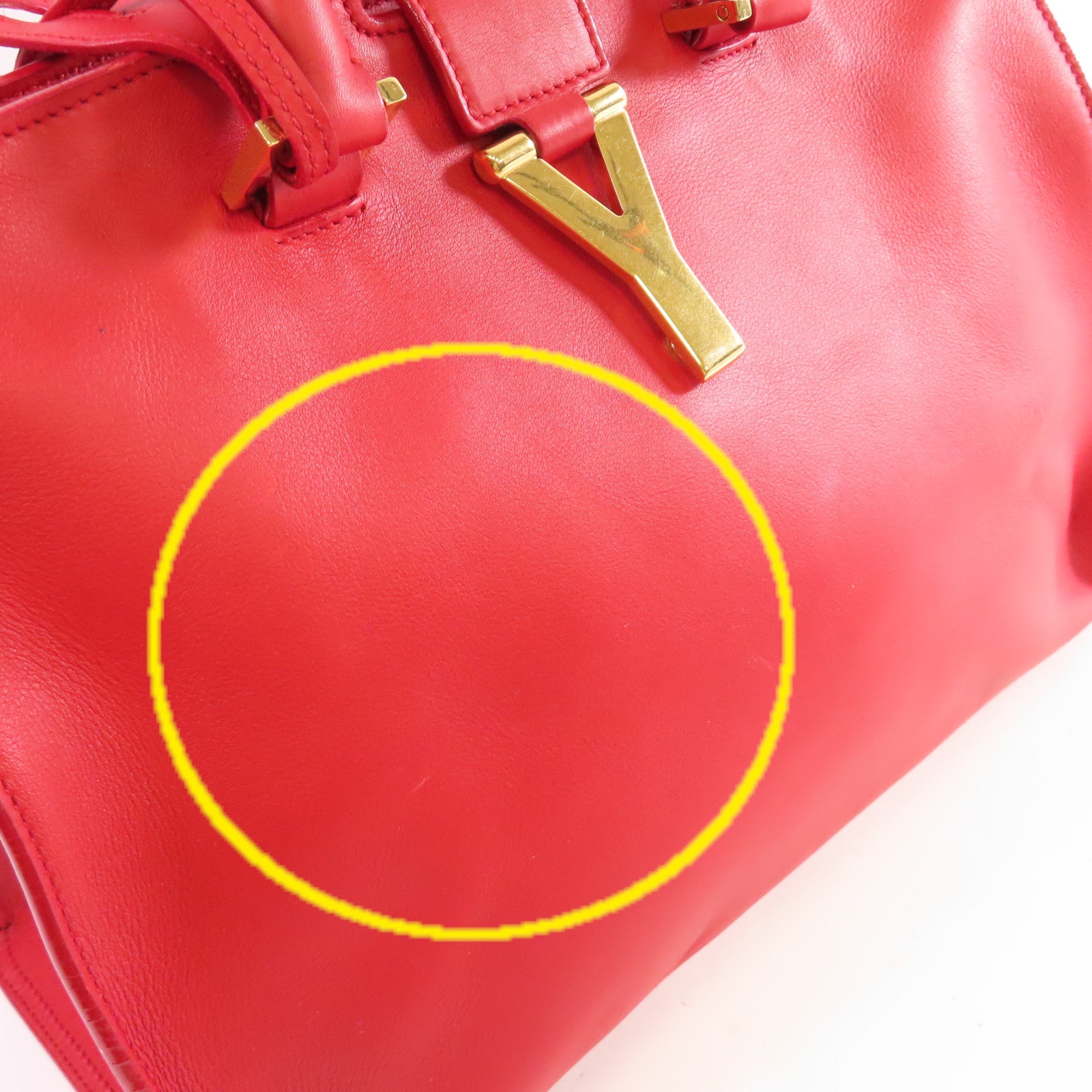 YVES SAINT LAURENT 【激減優惠】牛皮皮革2Way Shoulder Bag金扣手挽肩背兩用袋紅色