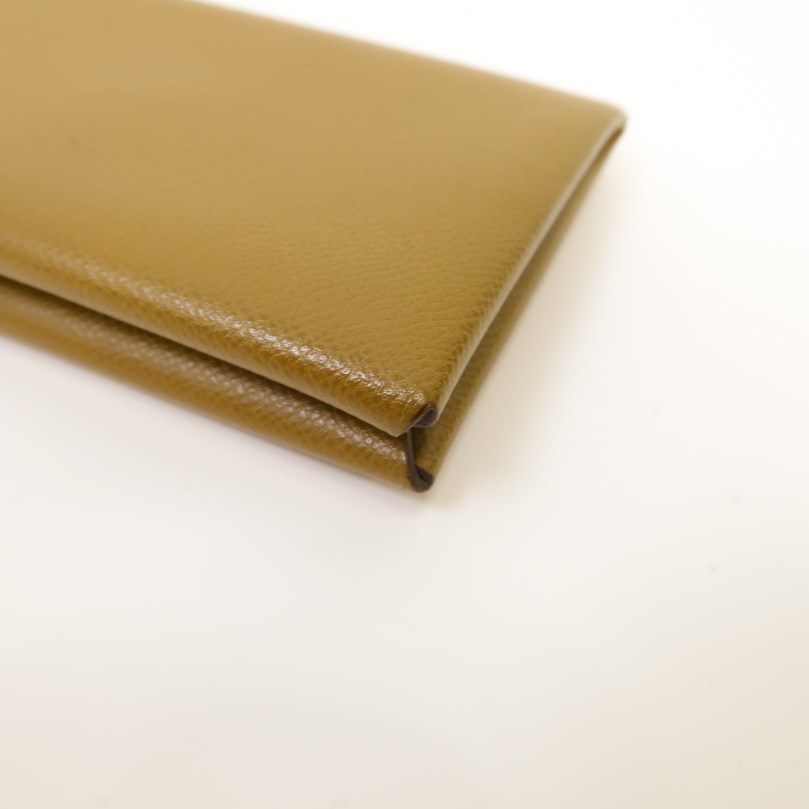 HERMES Epsom皮革Calvi Card Case銀扣卡片套棕色