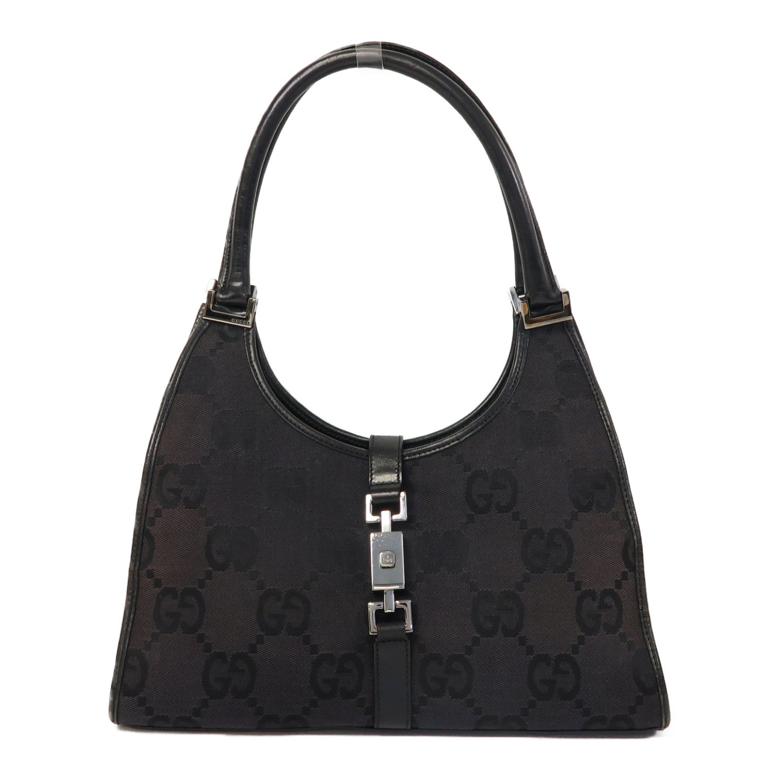 GUCCI 【激減優惠】帆布Jackie銀扣肩背袋黑色