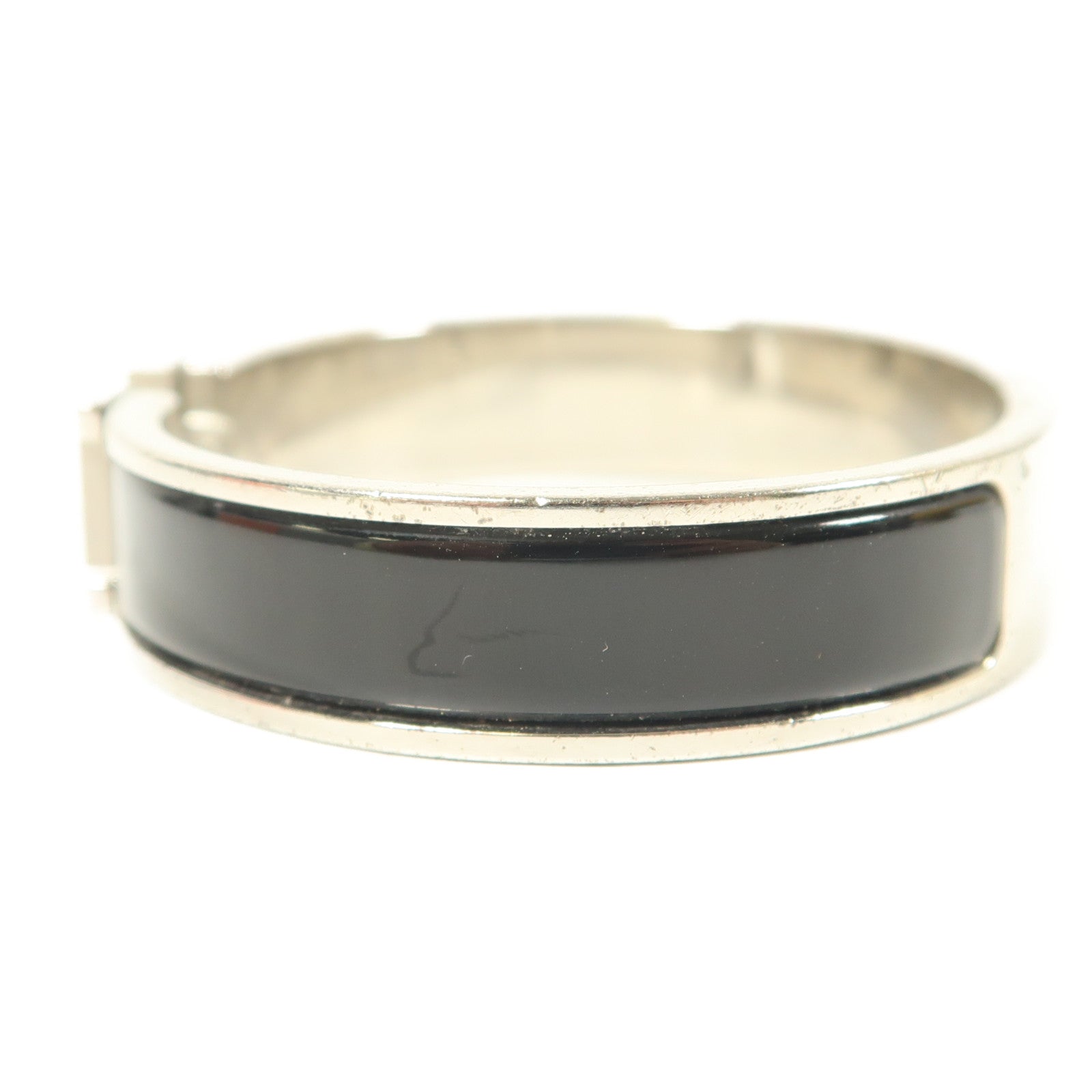 HERMES 金屬Clic H銀扣手鐲Noir