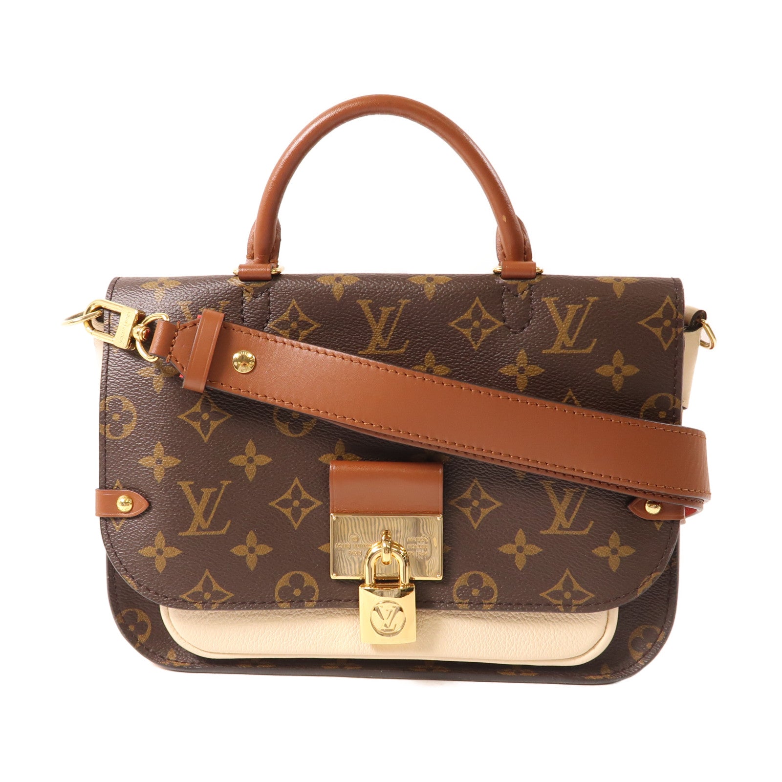 LOUIS VUITTON Monogram Vaugirard金扣手挽肩背兩用袋啡色/米色