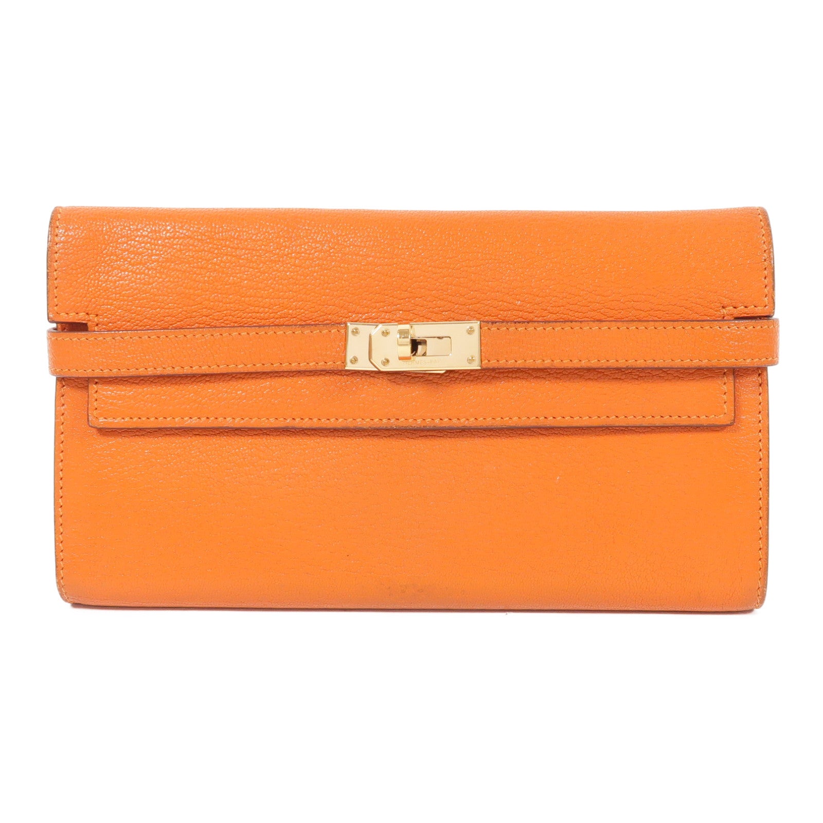 HERMES 【激減優惠】Chevre皮革Kelly Wallet金扣長錢包