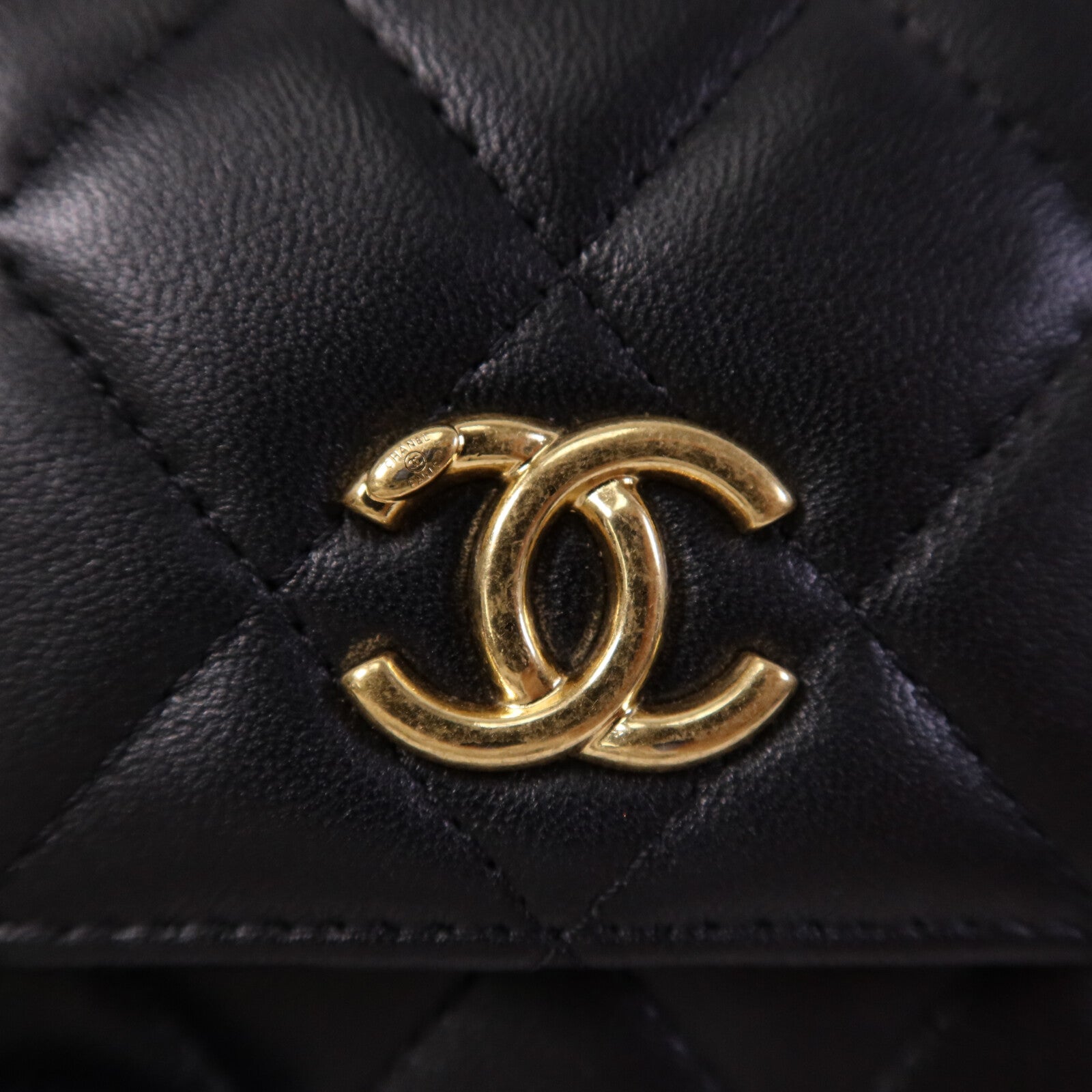 CHANEL 羊皮皮革Mini Flap Bag With Top Handle金扣手挽肩背兩用袋