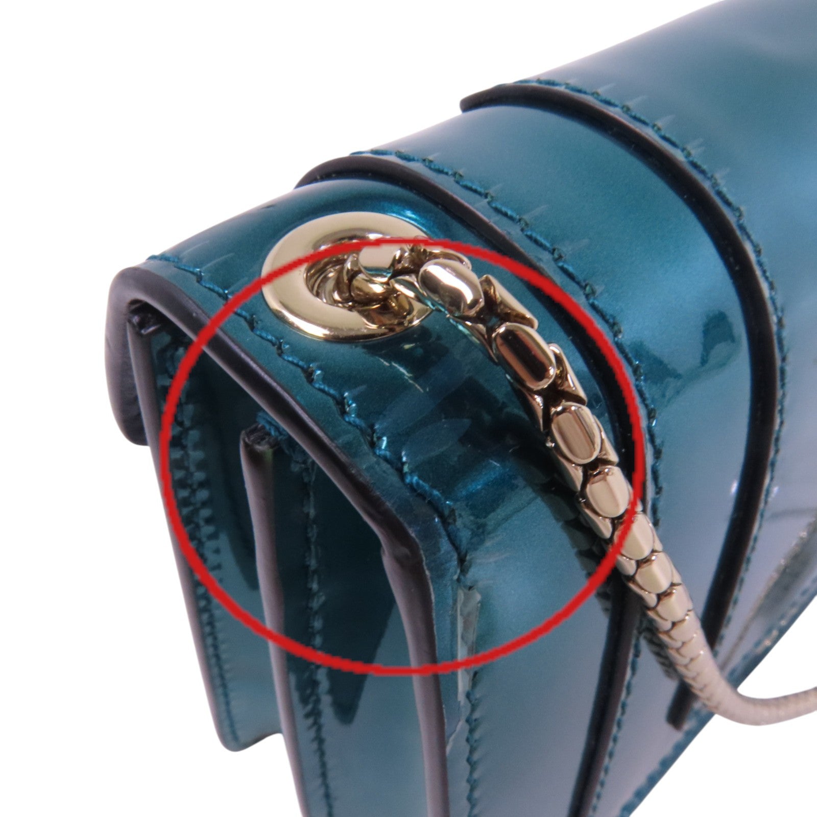 BVLGARI 漆皮皮革Serpenti Forever Mini Bag金扣鏈帶肩背袋