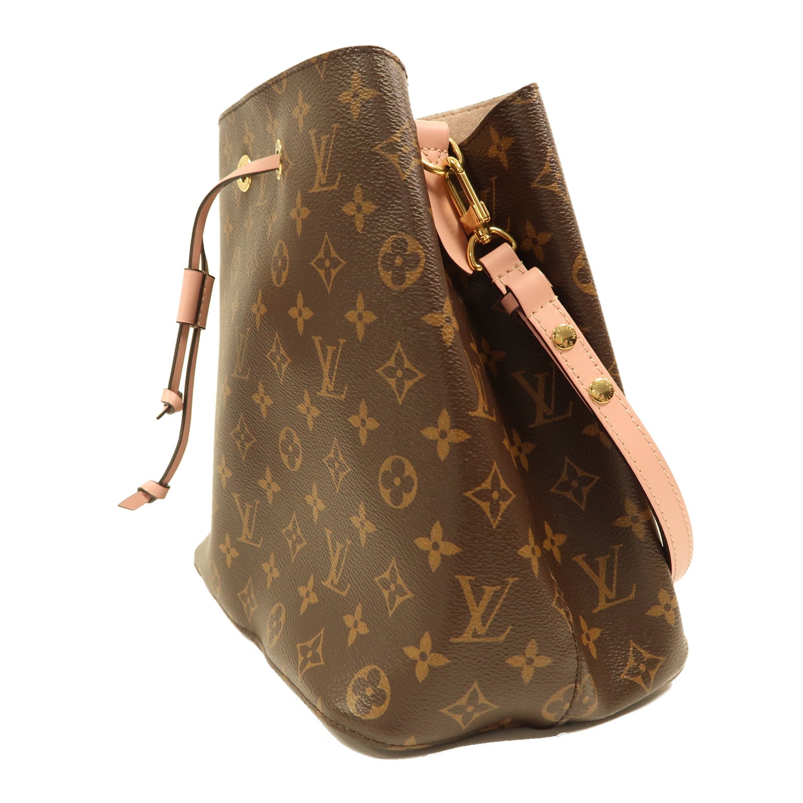 LOUIS VUITTON Monogram Neo Noe MM金扣手挽肩背兩用袋棕色/粉紅色