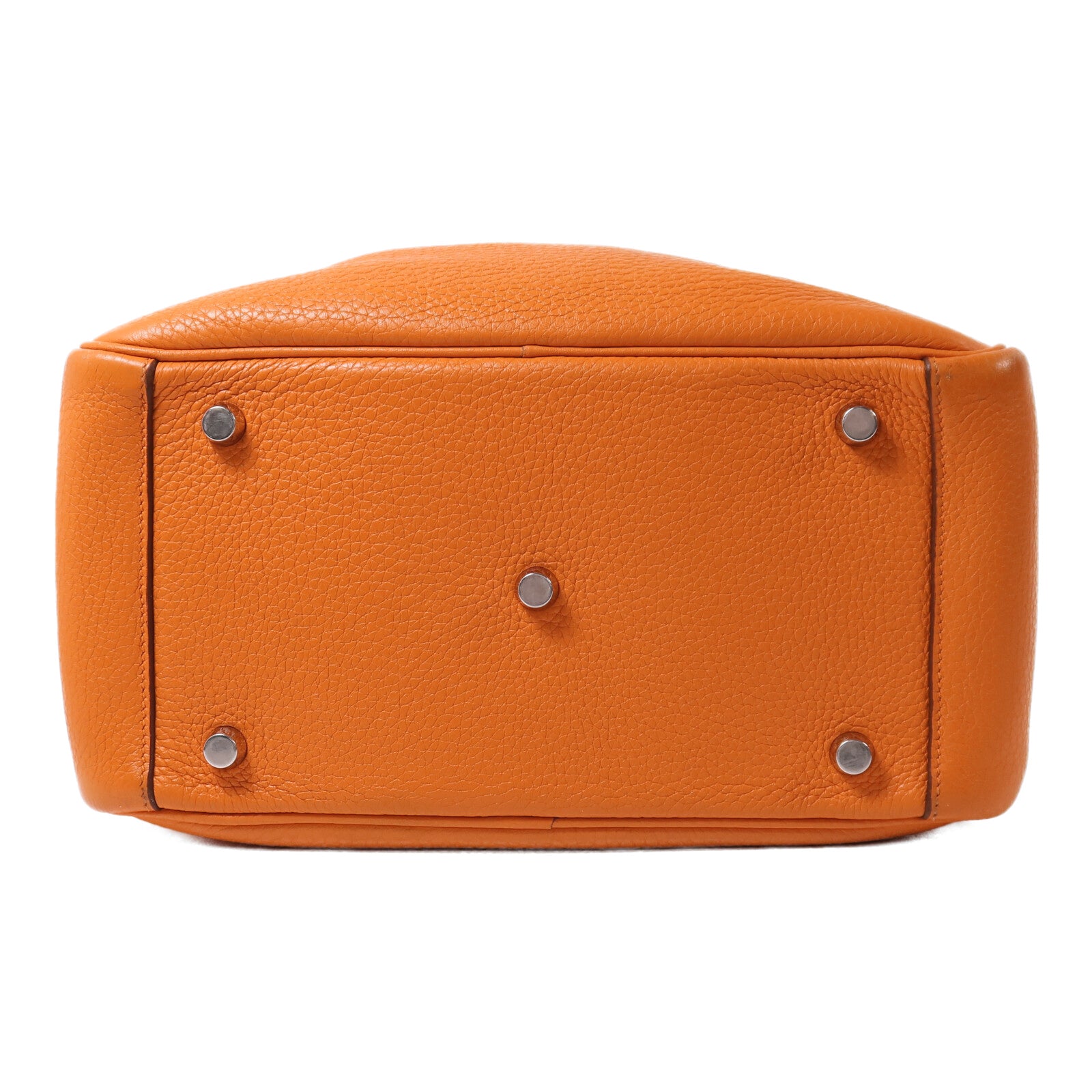 HERMES Clemence皮革Lindy 26銀扣手挽肩背兩用袋Orange