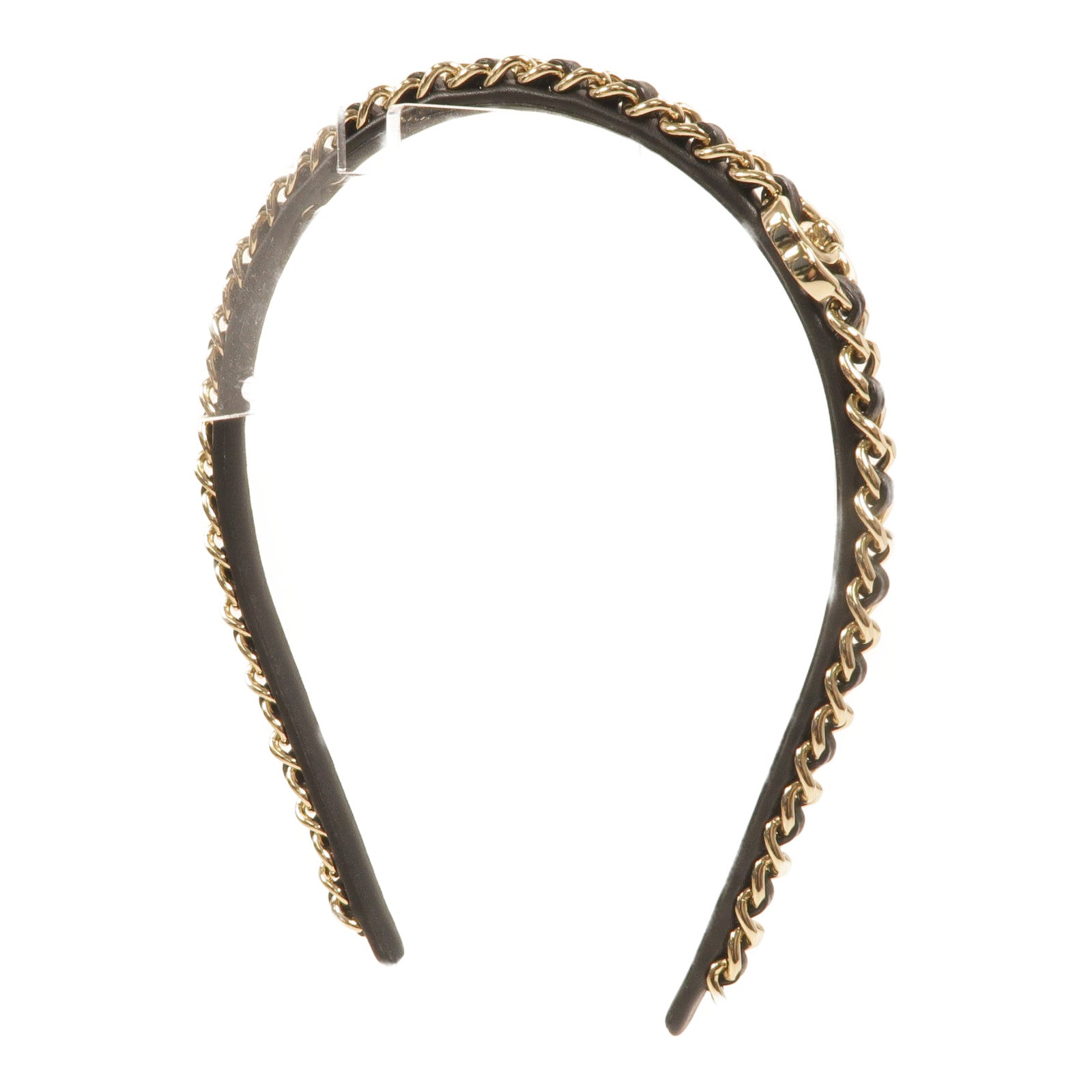 CHANEL 羊皮皮革/金屬Interlaced Chain Headband髮箍