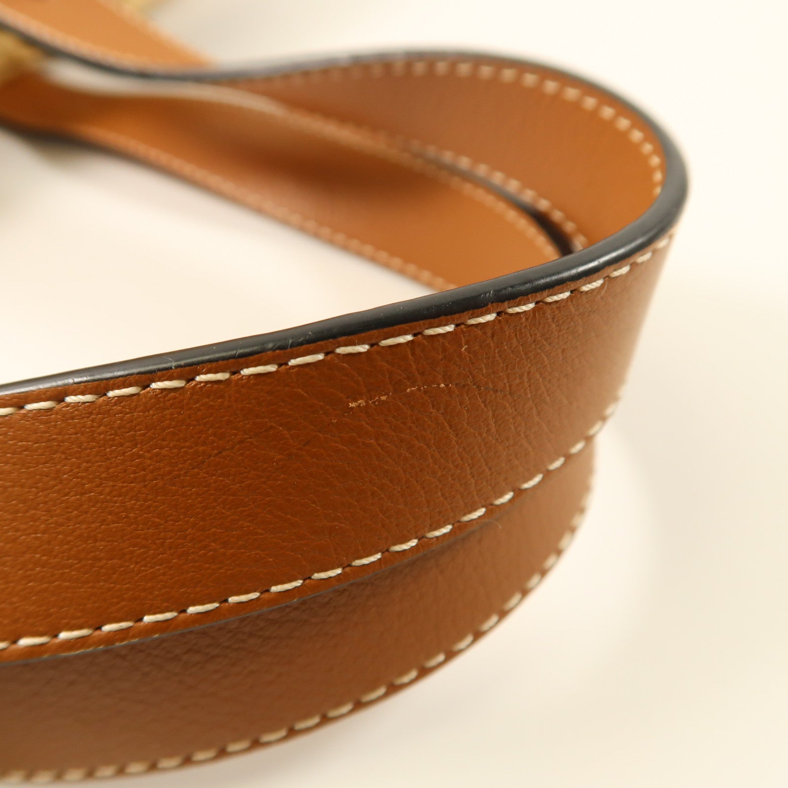 LOEWE Raffia Leather Trimmed Basket Bag銀扣肩背袋
