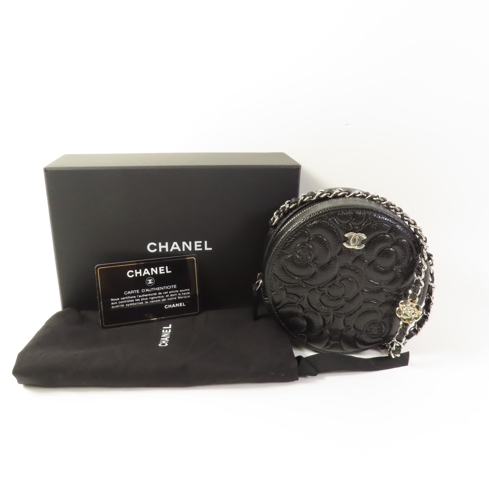 CHANEL 牛皮皮革Chain Shoulder銀扣肩背袋