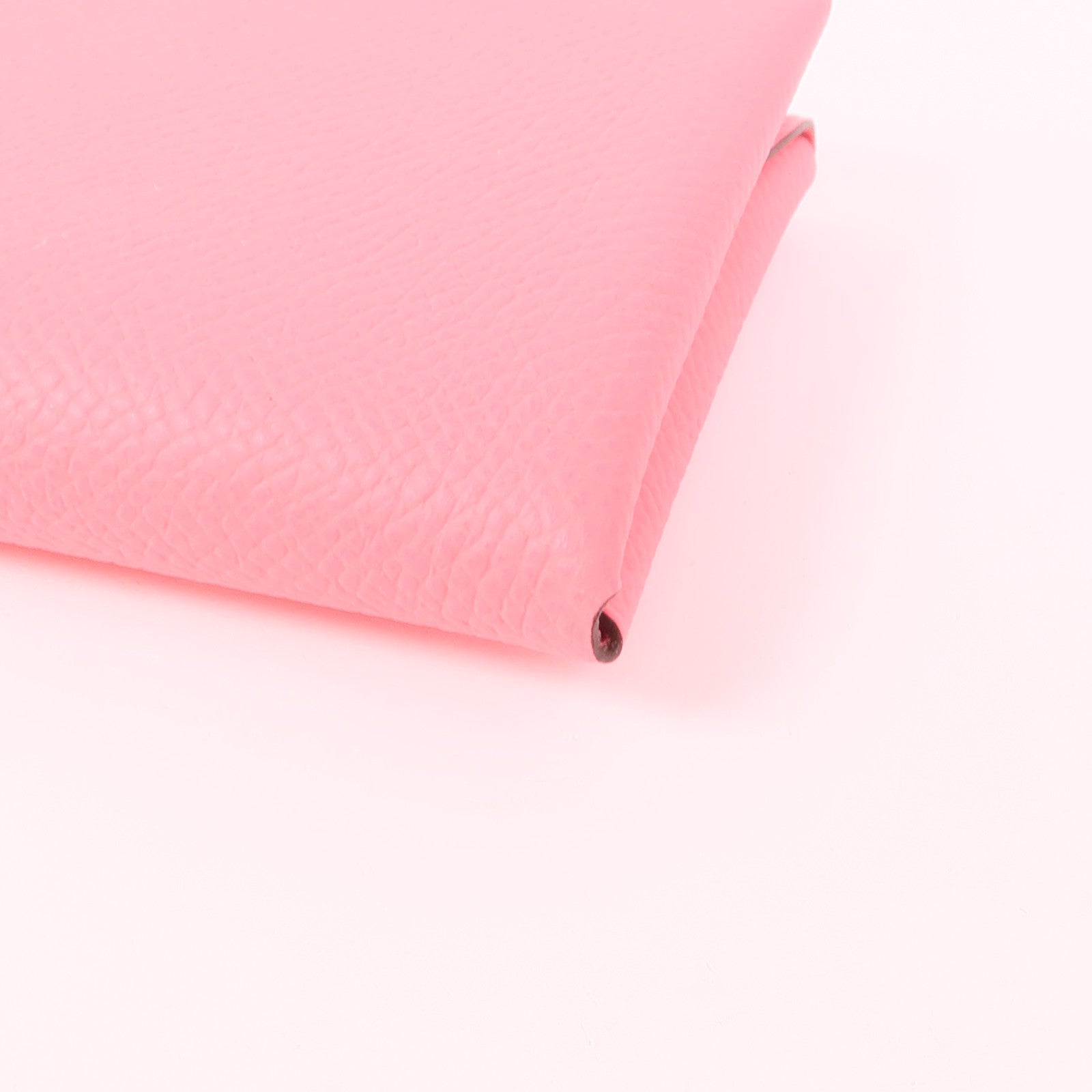 HERMES Epsom皮革Calvi Duo銀扣卡片套Rose Azalee