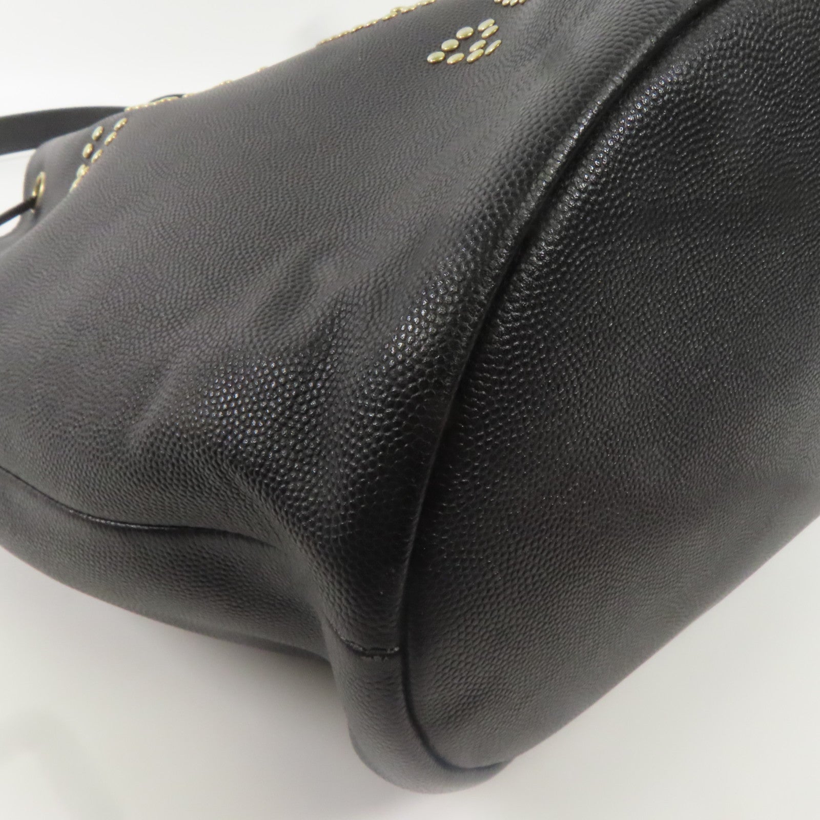 CHANEL 牛皮皮革Deauville Drawstring Bucket金扣肩背袋黑色