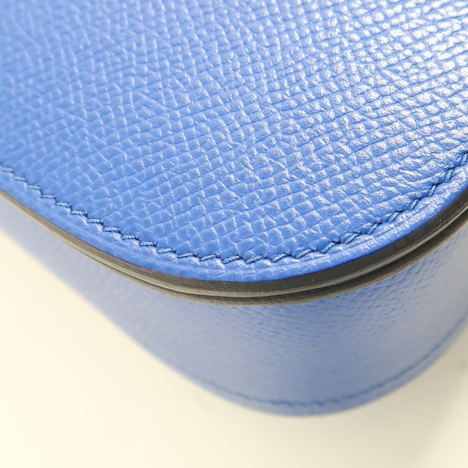 HERMES Epsom皮革Della Cavalleria Mini銀扣肩背袋Bleu Saphir