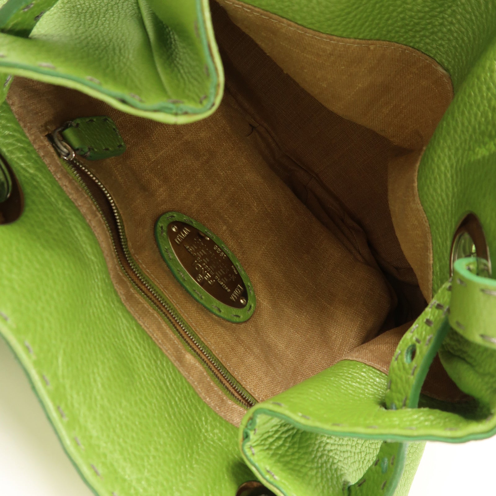 FENDI 牛皮皮革Shoulder Bag銀扣肩背袋綠色