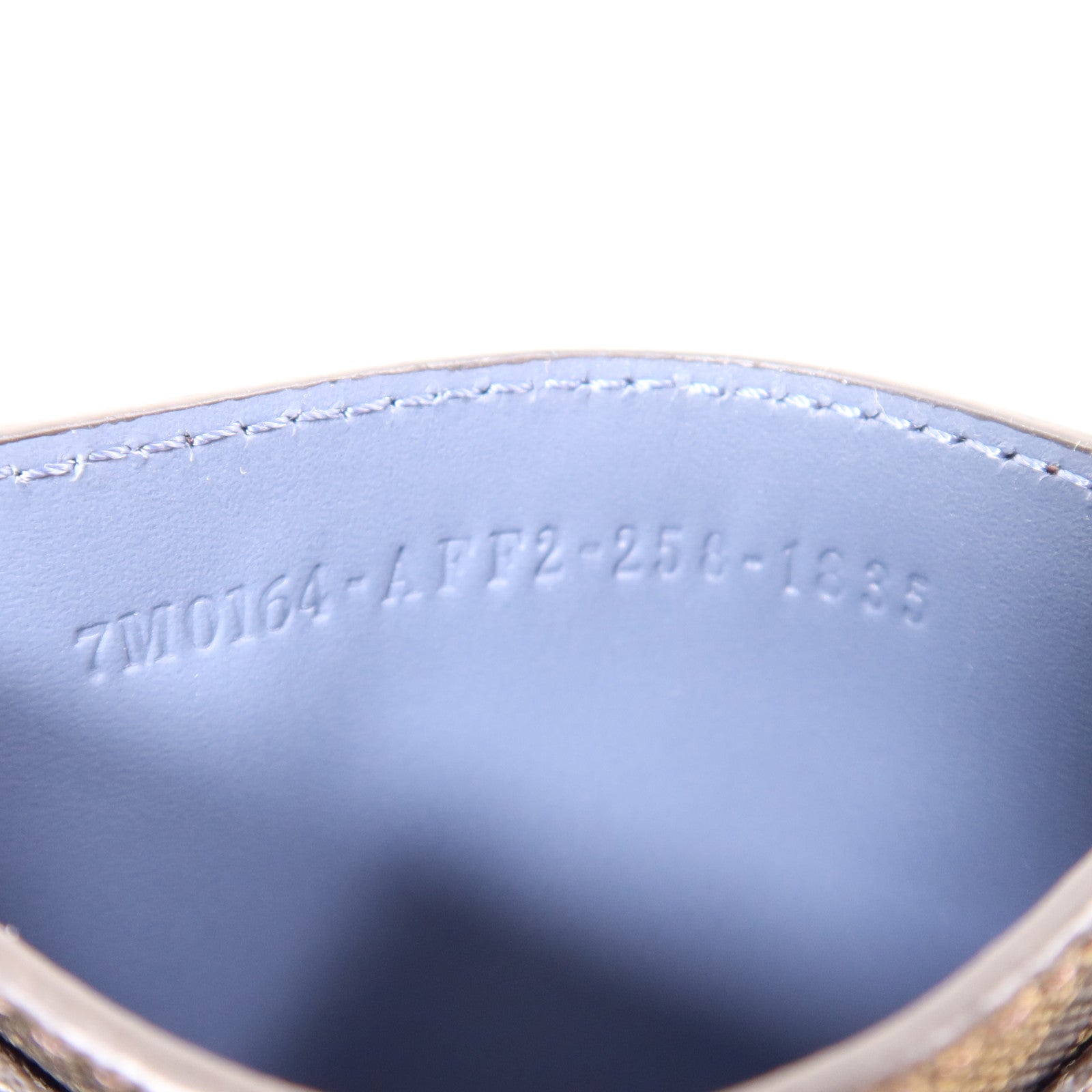 FENDI SHW Squared Card Case Leather/Coated Canvas Blue/Brown 7341