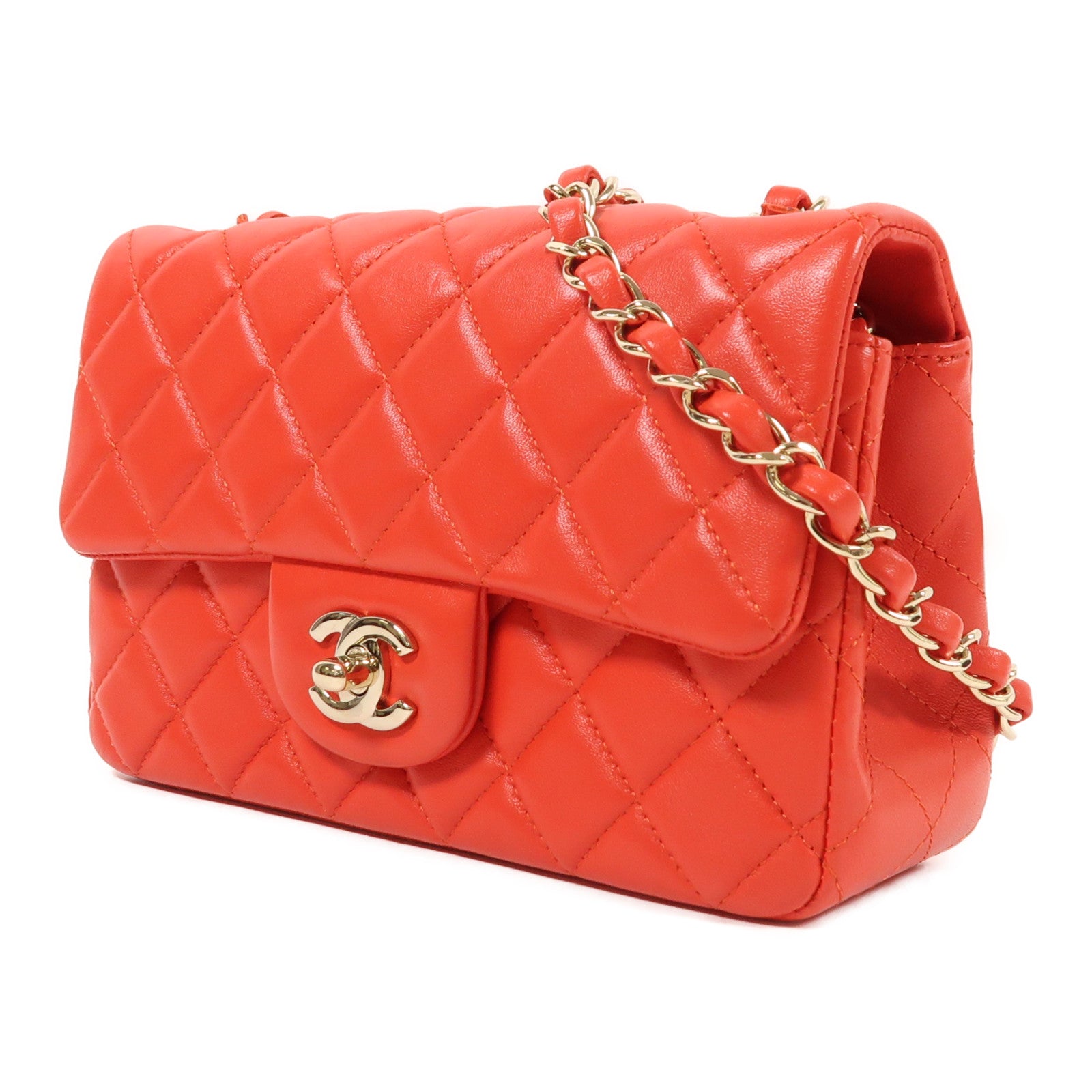 CHANEL GHW Classic 20 Chain Shoulder Bag A69900 Lambskin Leather Red