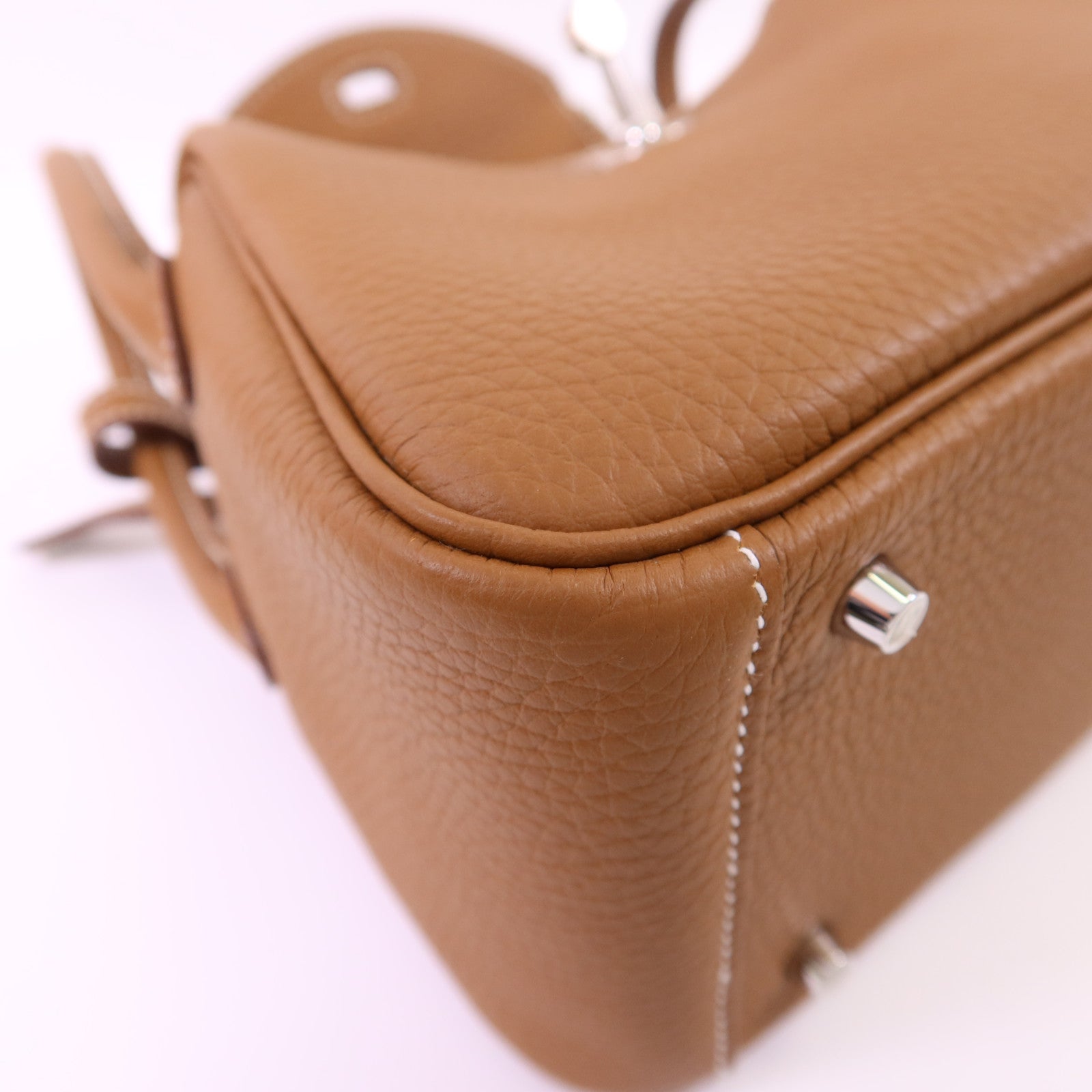 HERMES 【激減優惠】Clemence皮革Mini Lindy銀扣手挽肩背兩用袋Gold