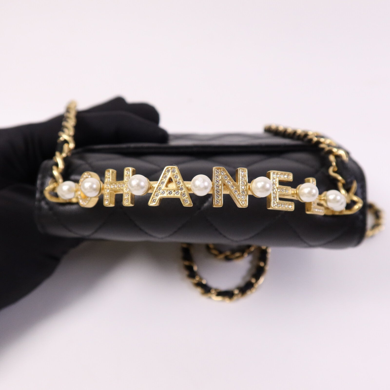 CHANEL 羊皮皮革Mini Flap Bag With Top Handle金扣手挽肩背兩用袋