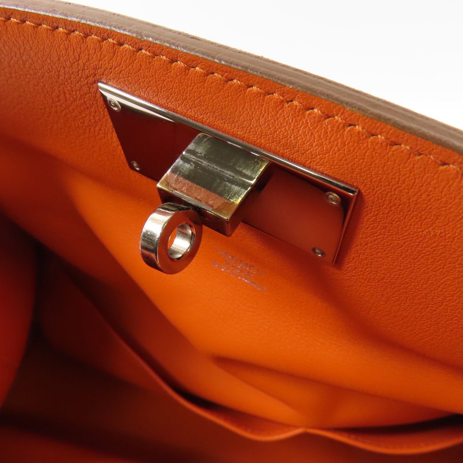 HERMES Swift皮革Toolbox 26銀扣手挽肩背兩用袋Argile/淺褐色