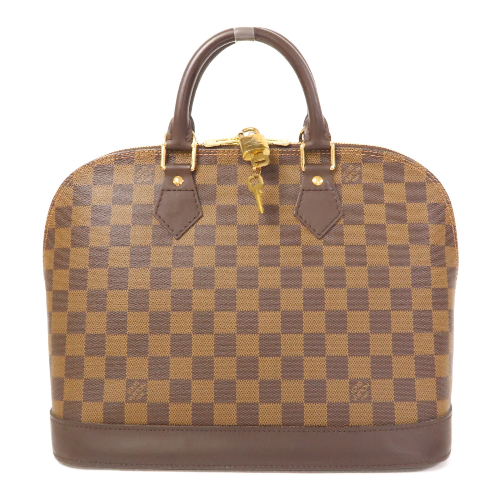 LOUIS VUITTON Damier Ebene Alma金扣手挽袋啡色