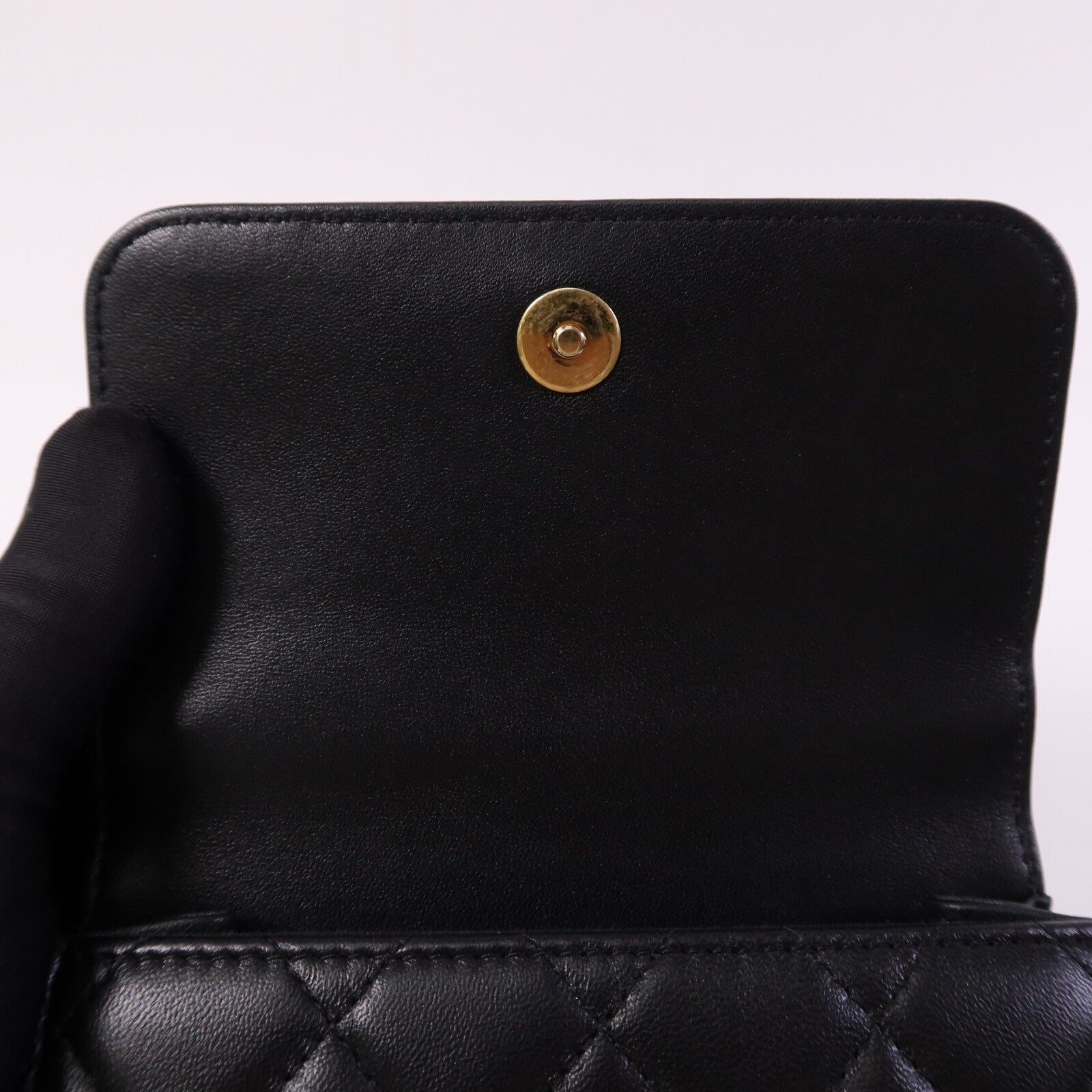 CHANEL 羊皮皮革Mini Flap Bag With Top Handle金扣手挽肩背兩用袋