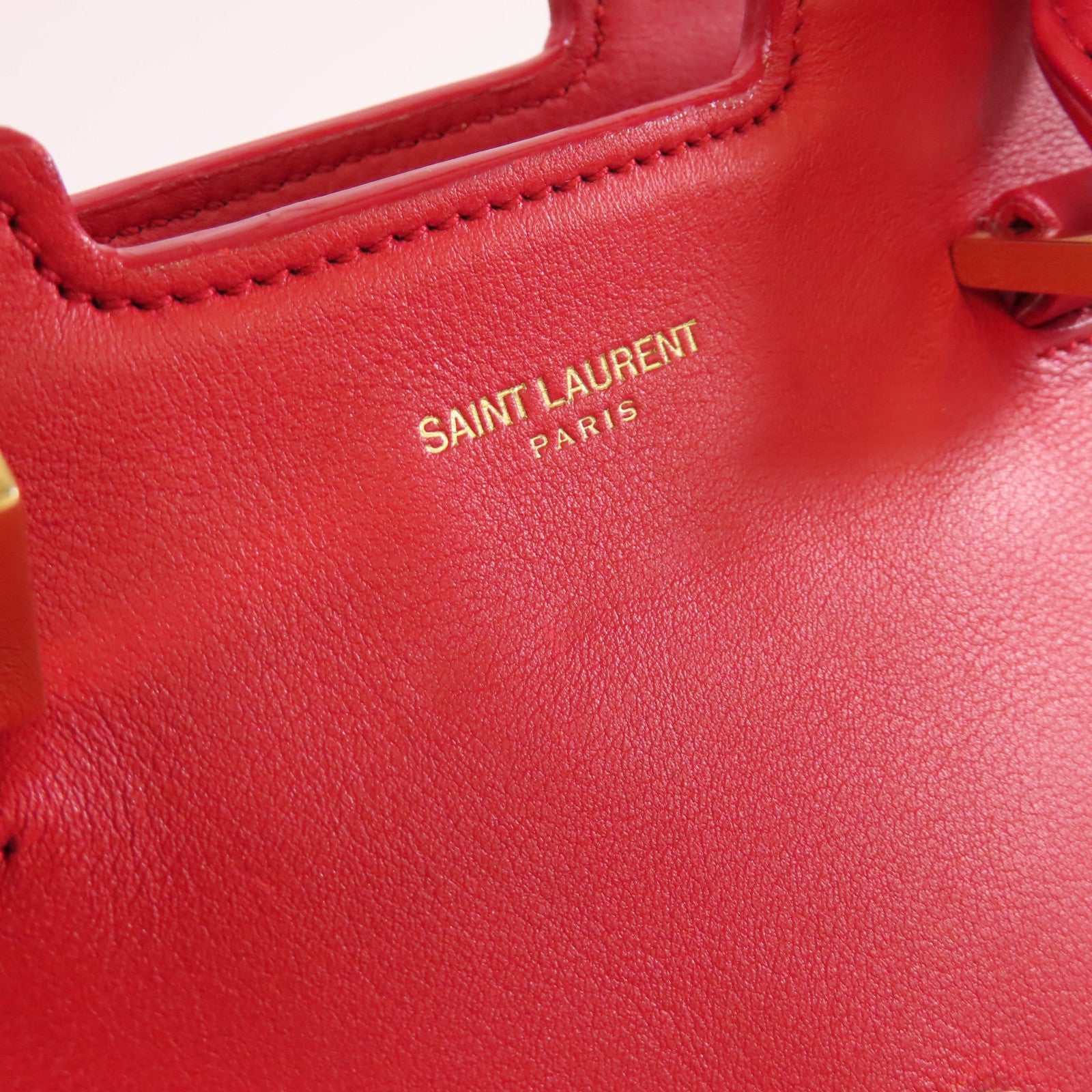 YVES SAINT LAURENT 【激減優惠】牛皮皮革2Way Shoulder Bag金扣手挽肩背兩用袋紅色