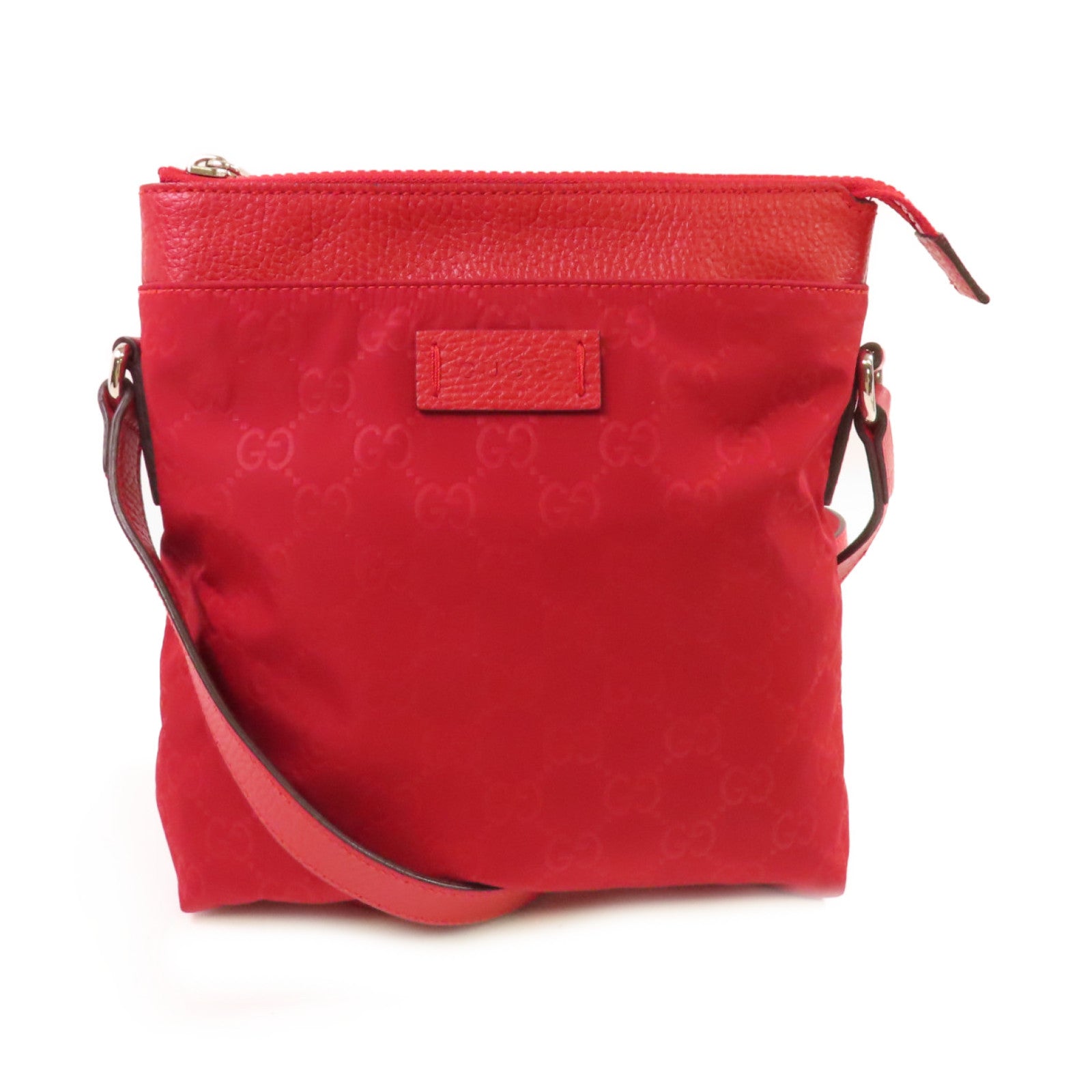 GUCCI 尼龍Shoulder Bag銀扣肩背袋紅色