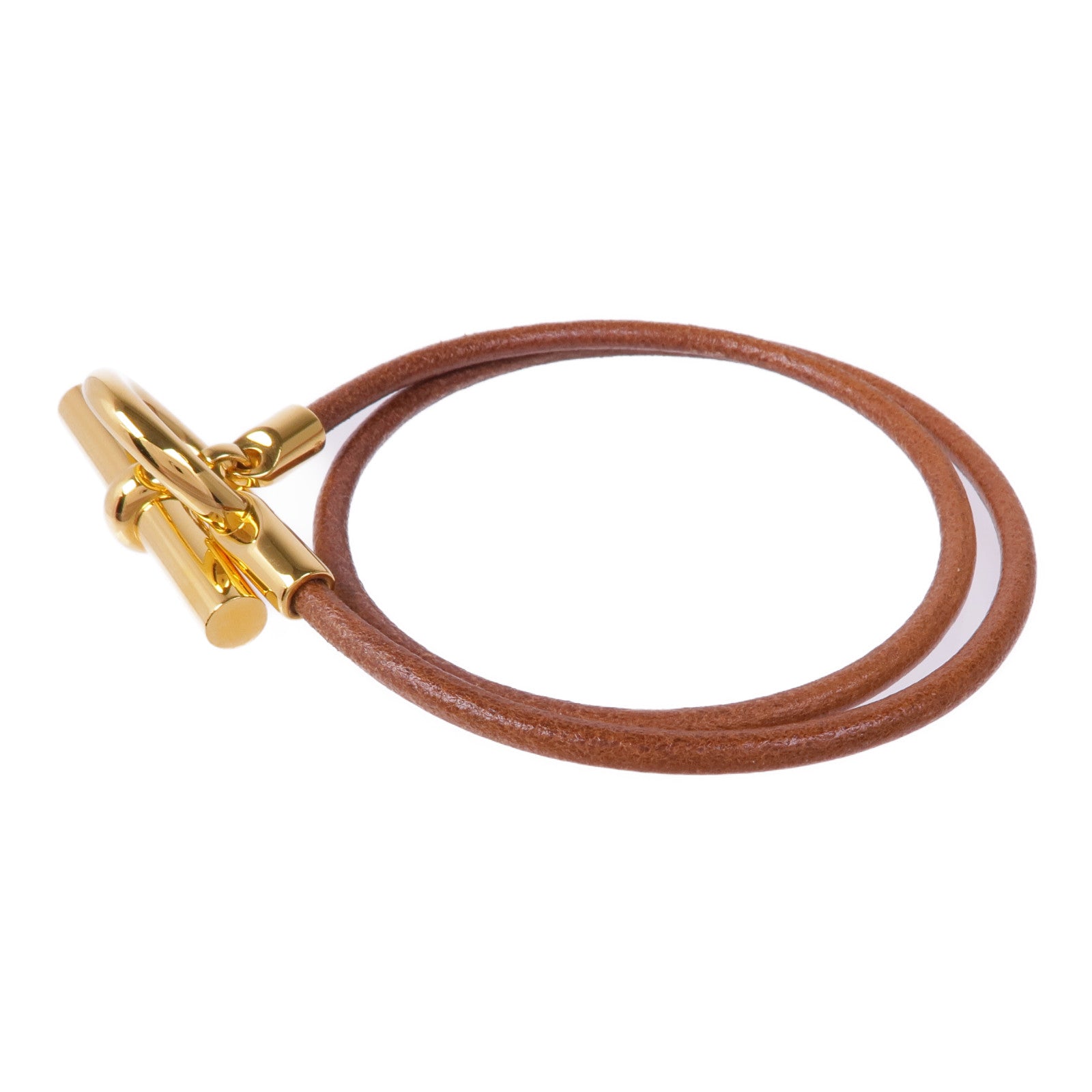 HERMES 【激減優惠】皮革Glenan Double Tour Bracelet金扣手帶