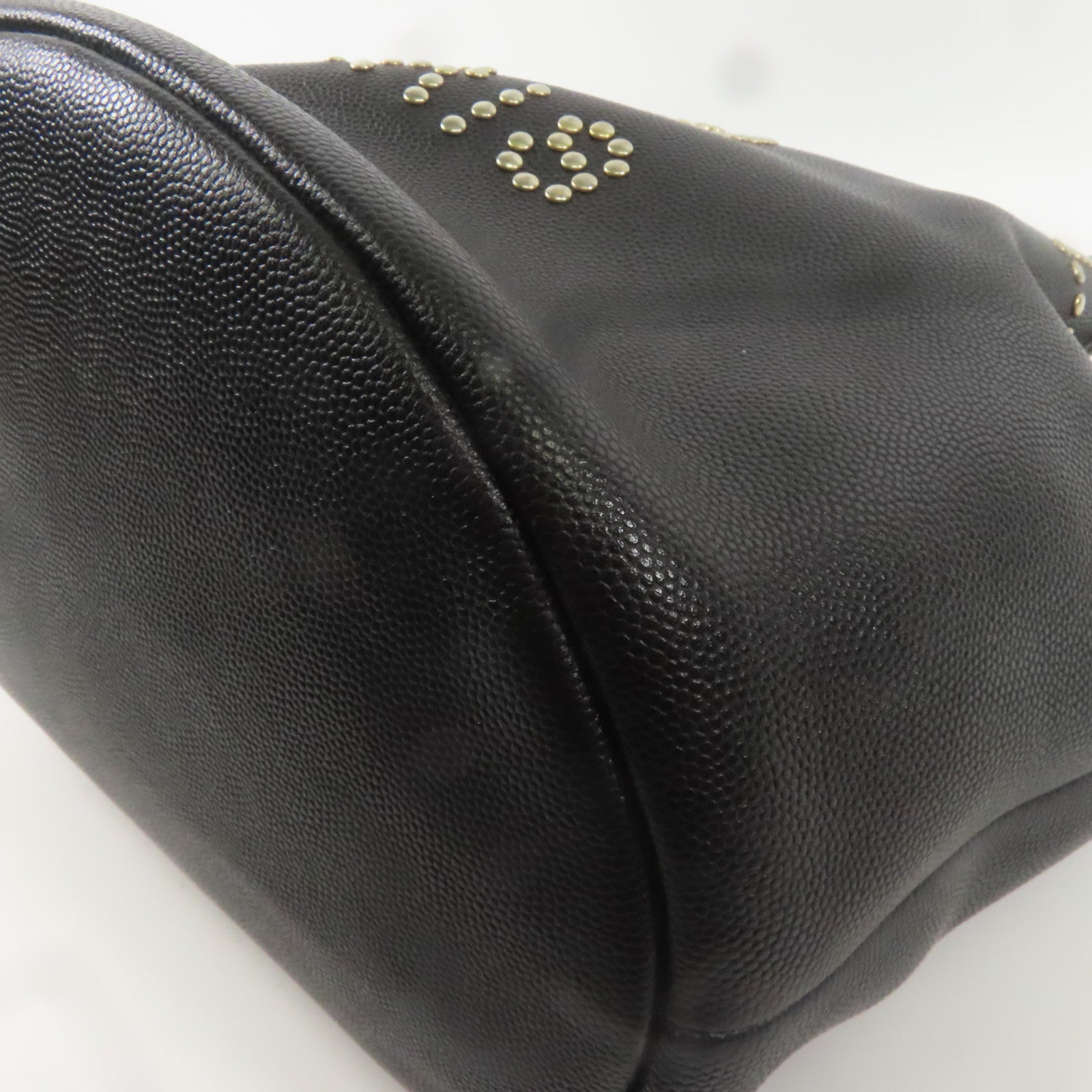 CHANEL 牛皮皮革Deauville Drawstring Bucket金扣肩背袋黑色