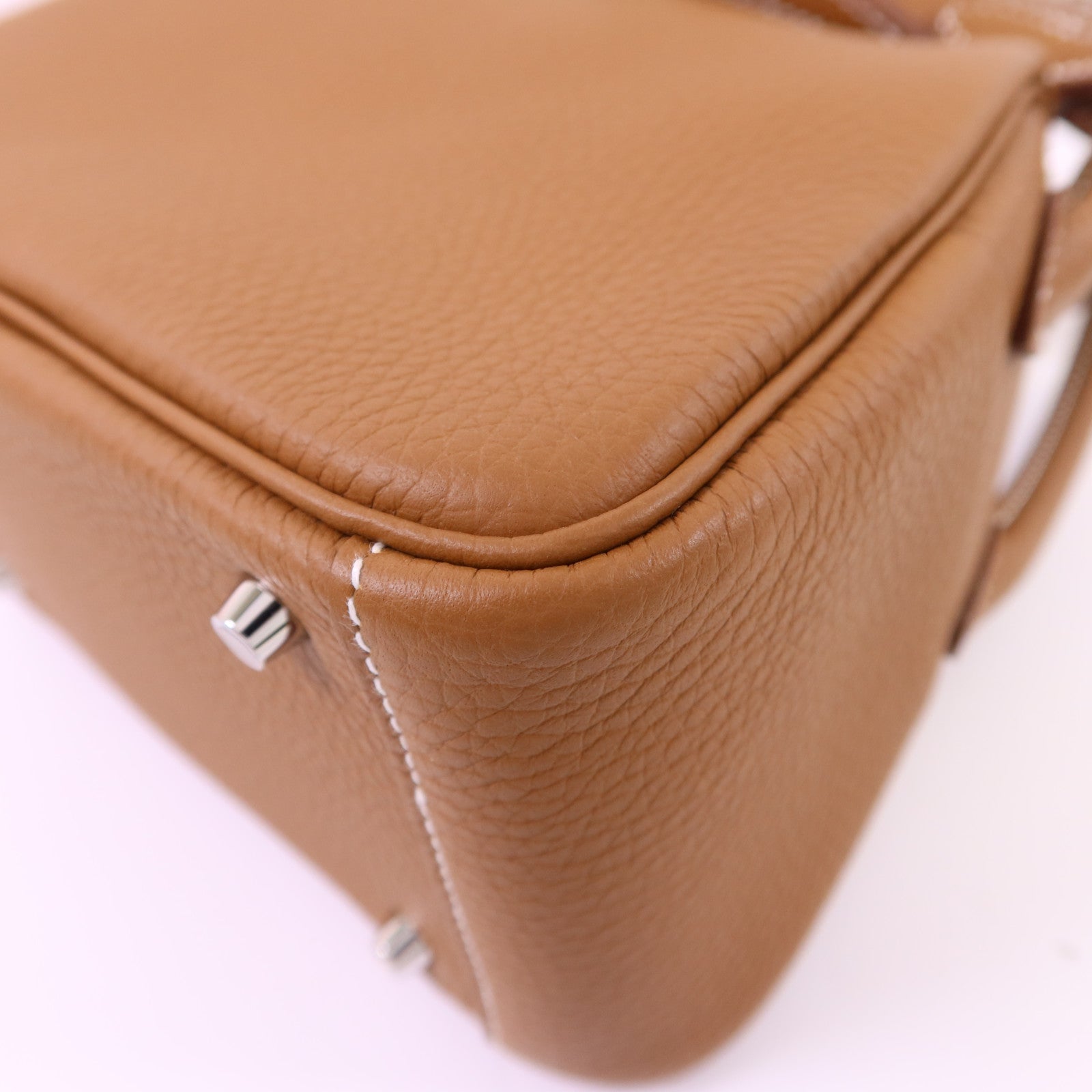HERMES 【激減優惠】Clemence皮革Mini Lindy銀扣手挽肩背兩用袋Gold