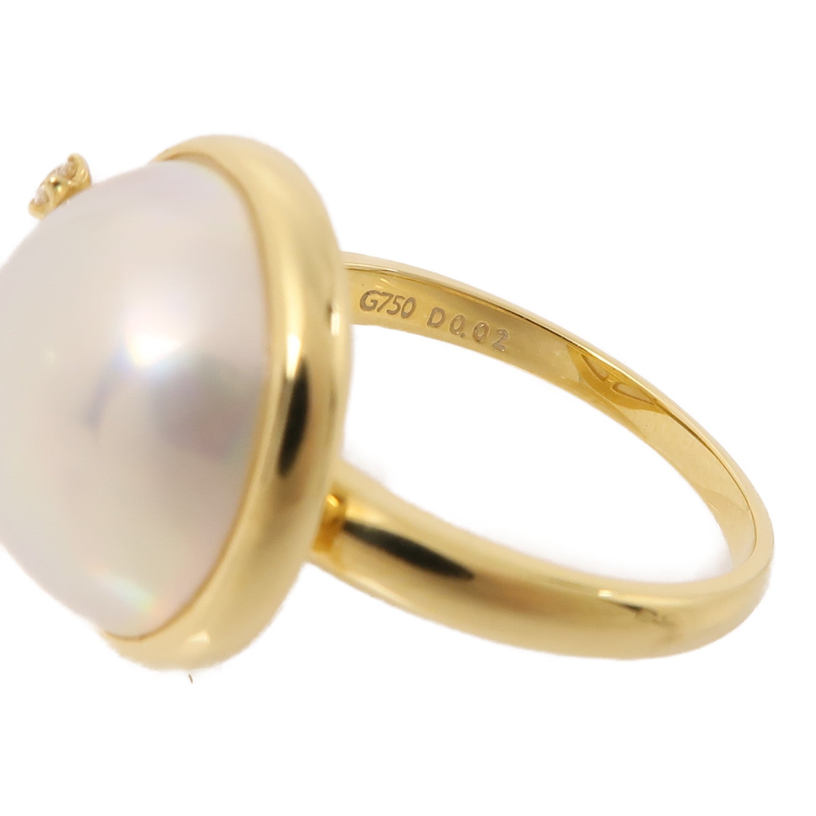 TASAKI 18K黃金Pearl/Diamond Ring珍珠/鑽石戒指US#6.25