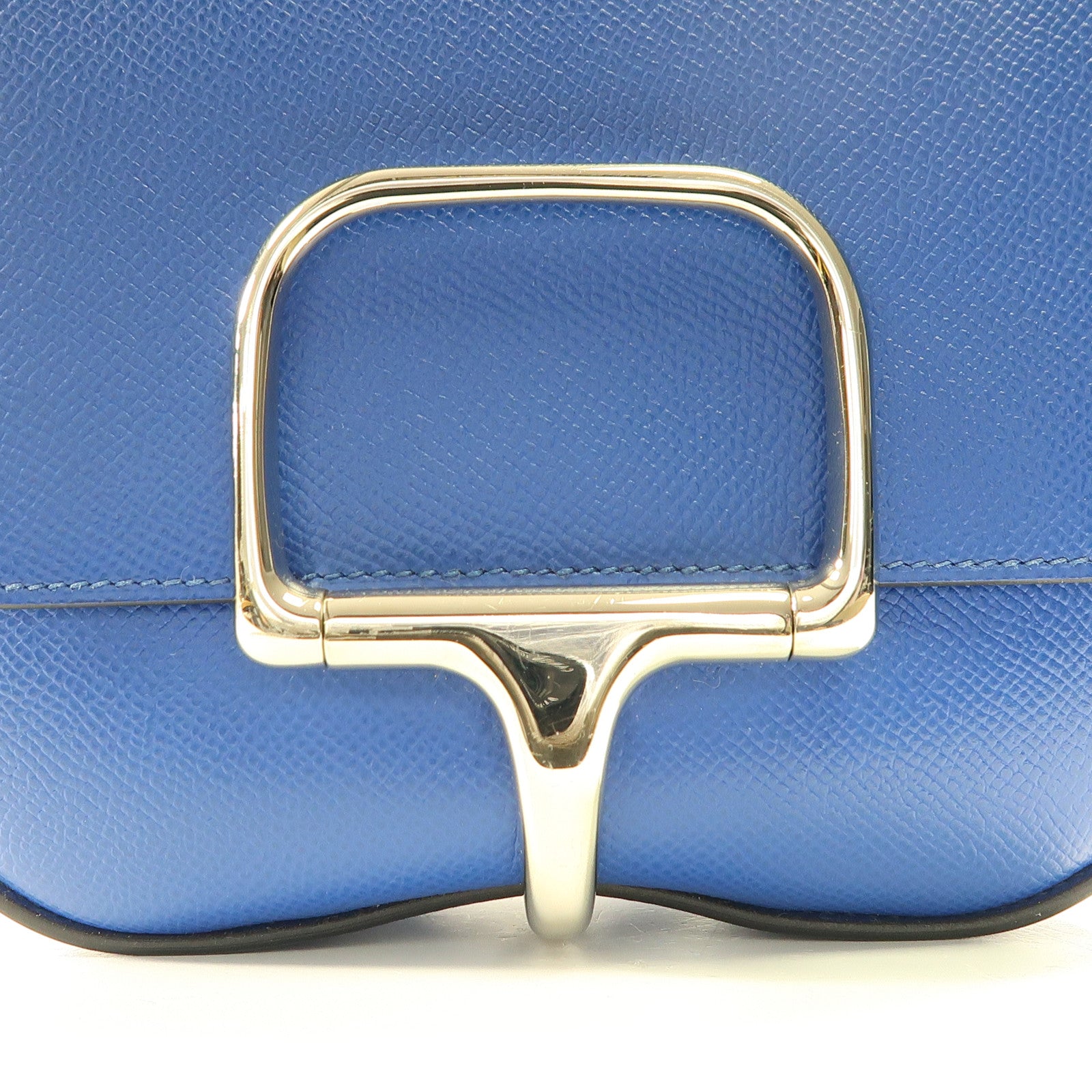 HERMES Epsom皮革Della Cavalleria Mini銀扣肩背袋Bleu Saphir