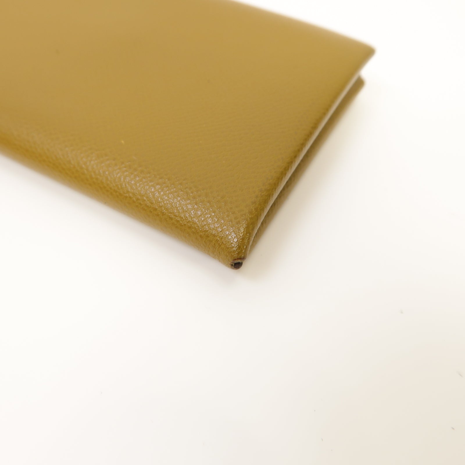 HERMES Epsom皮革Calvi Card Case銀扣卡片套棕色