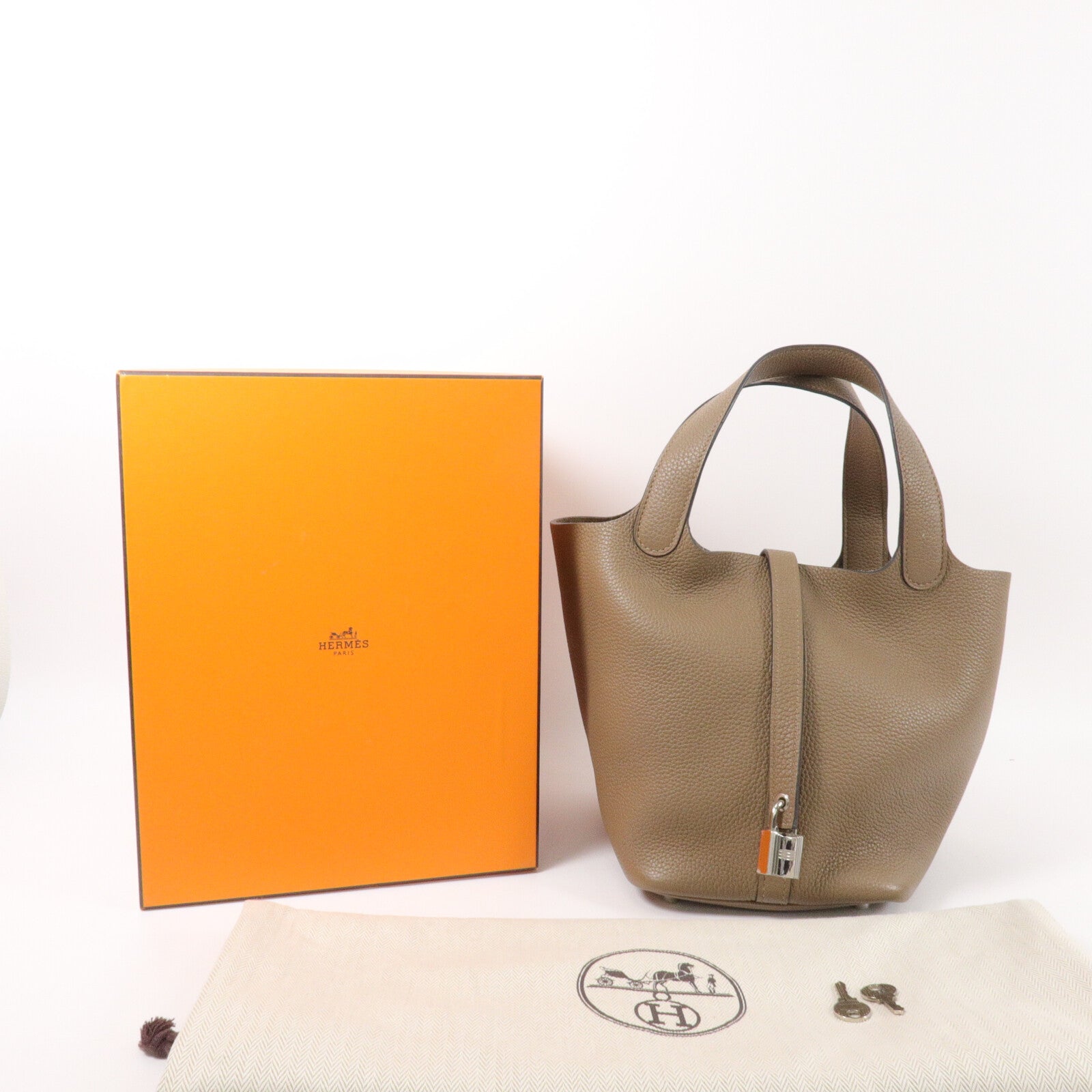 HERMES Clemence皮革Picotin PM手挽袋Trench