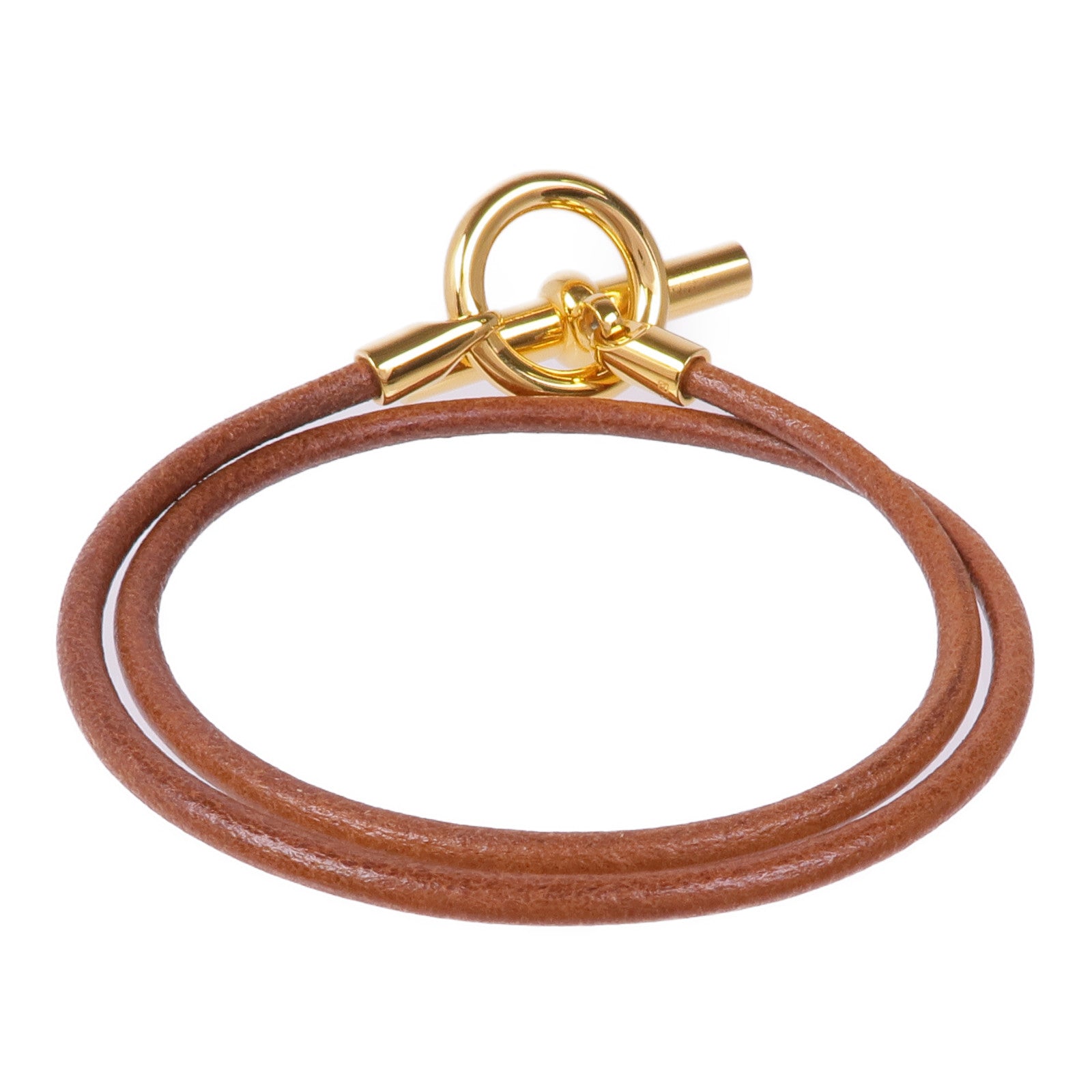 HERMES 【激減優惠】皮革Glenan Double Tour Bracelet金扣手帶
