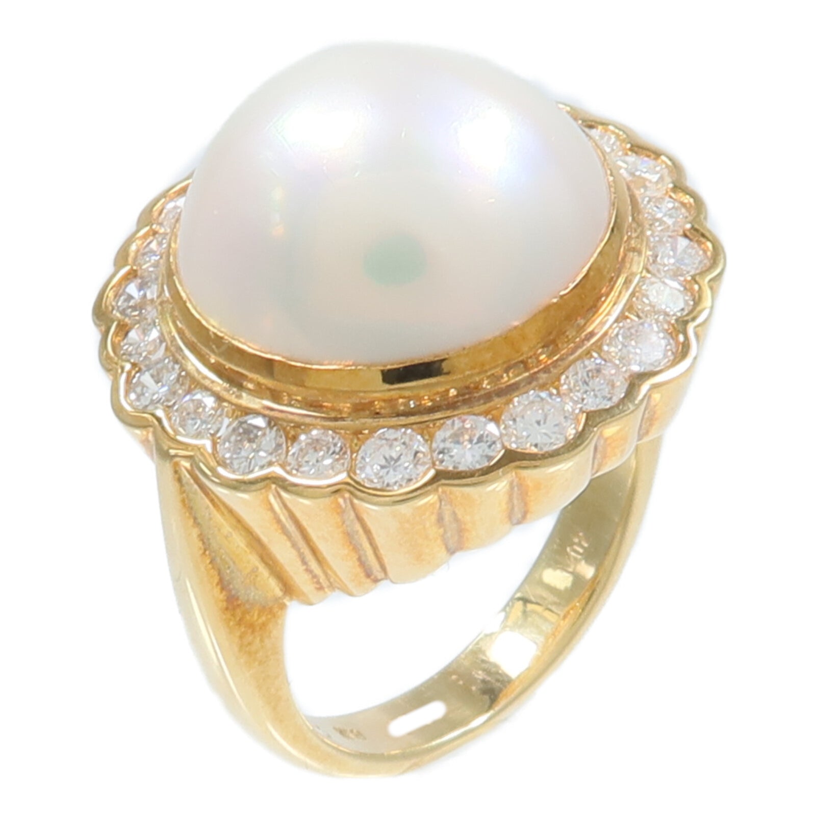 JEWELRY 18K黃金Mabe Pearl Diamond Ring珍珠/鑽石戒指