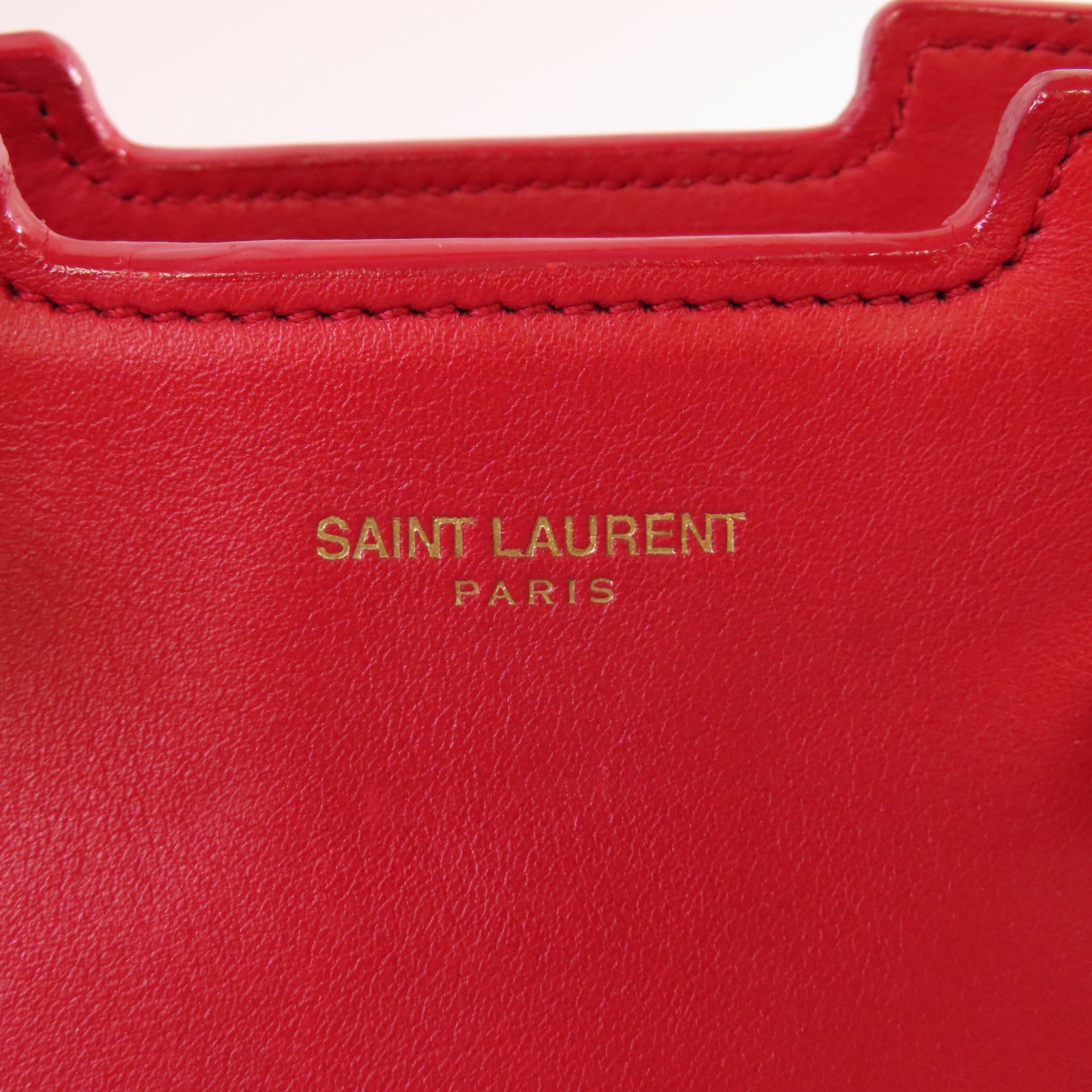 YVES SAINT LAURENT 【激減優惠】牛皮皮革2Way Shoulder Bag金扣手挽肩背兩用袋紅色