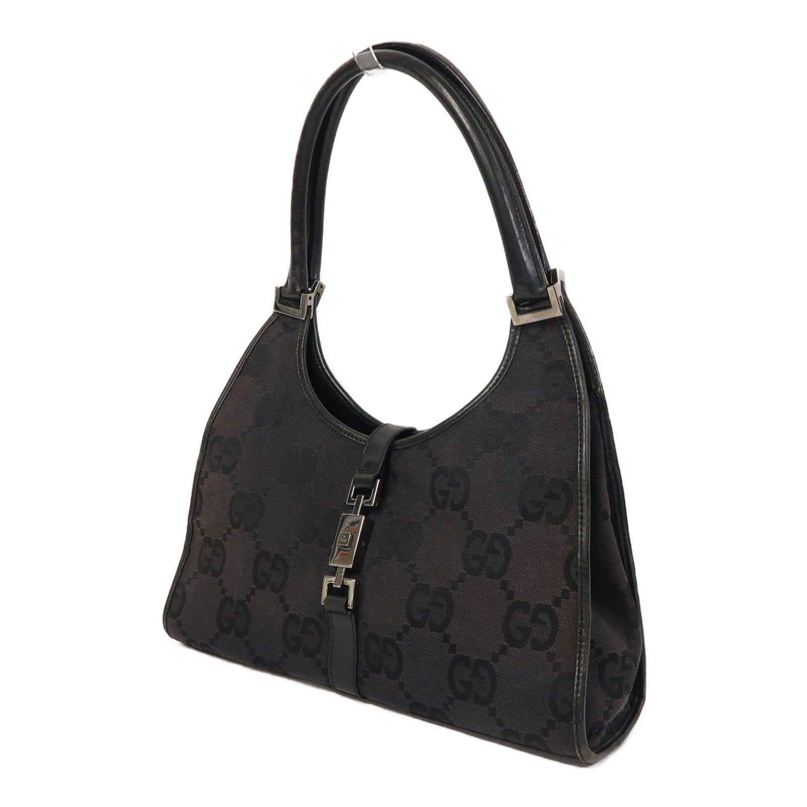 GUCCI 【激減優惠】帆布Jackie銀扣肩背袋黑色