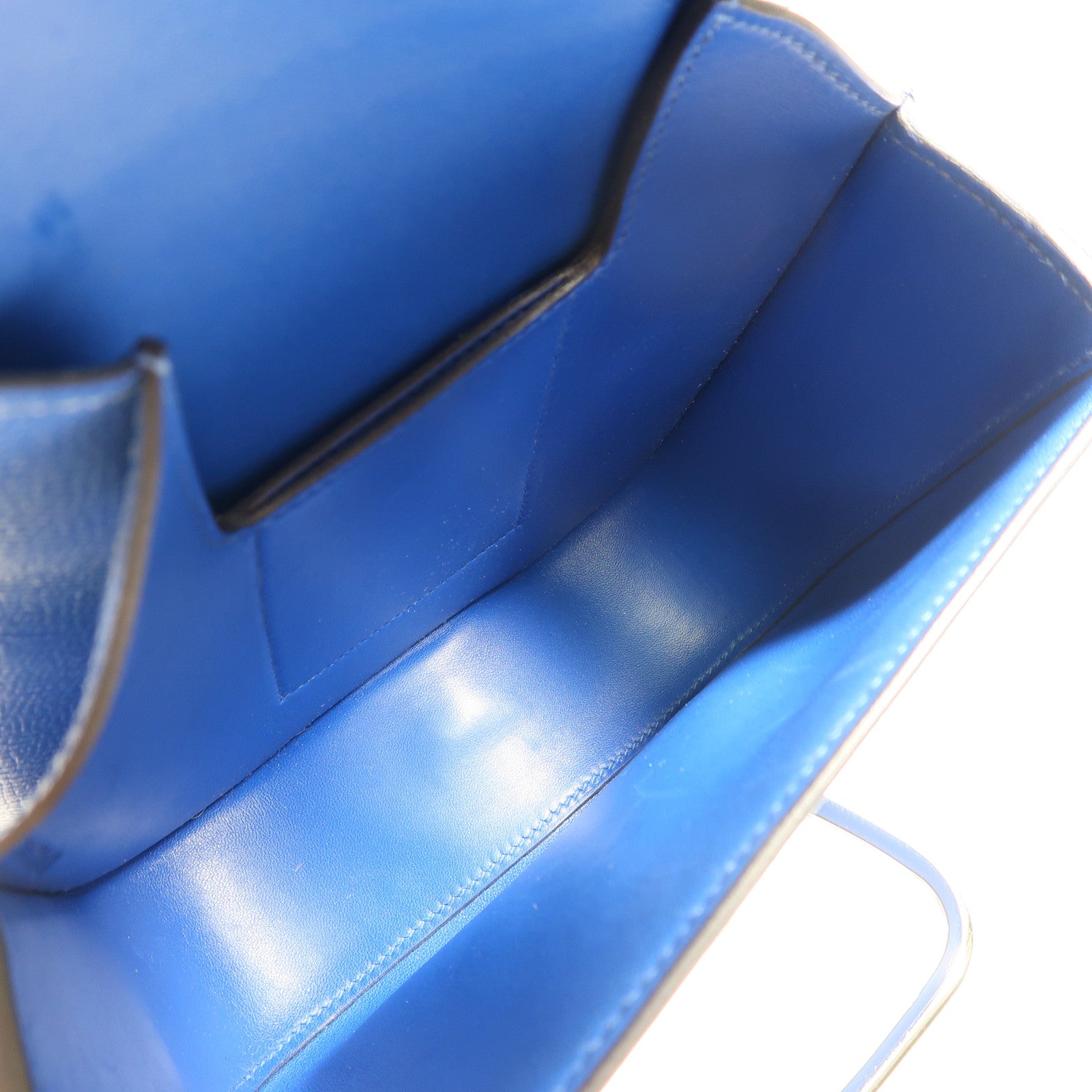 HERMES Epsom皮革Della Cavalleria Mini銀扣肩背袋Bleu Saphir