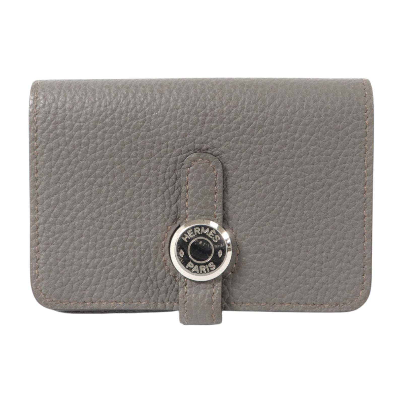 HERMES Togo皮革Dogon Card Case銀扣卡片套Etain