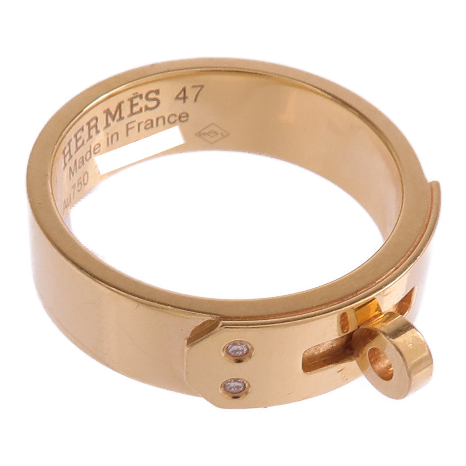HERMES 【激減優惠】18K玫瑰金Kelly Ring鑽石戒指Hermes#47/US#4.25