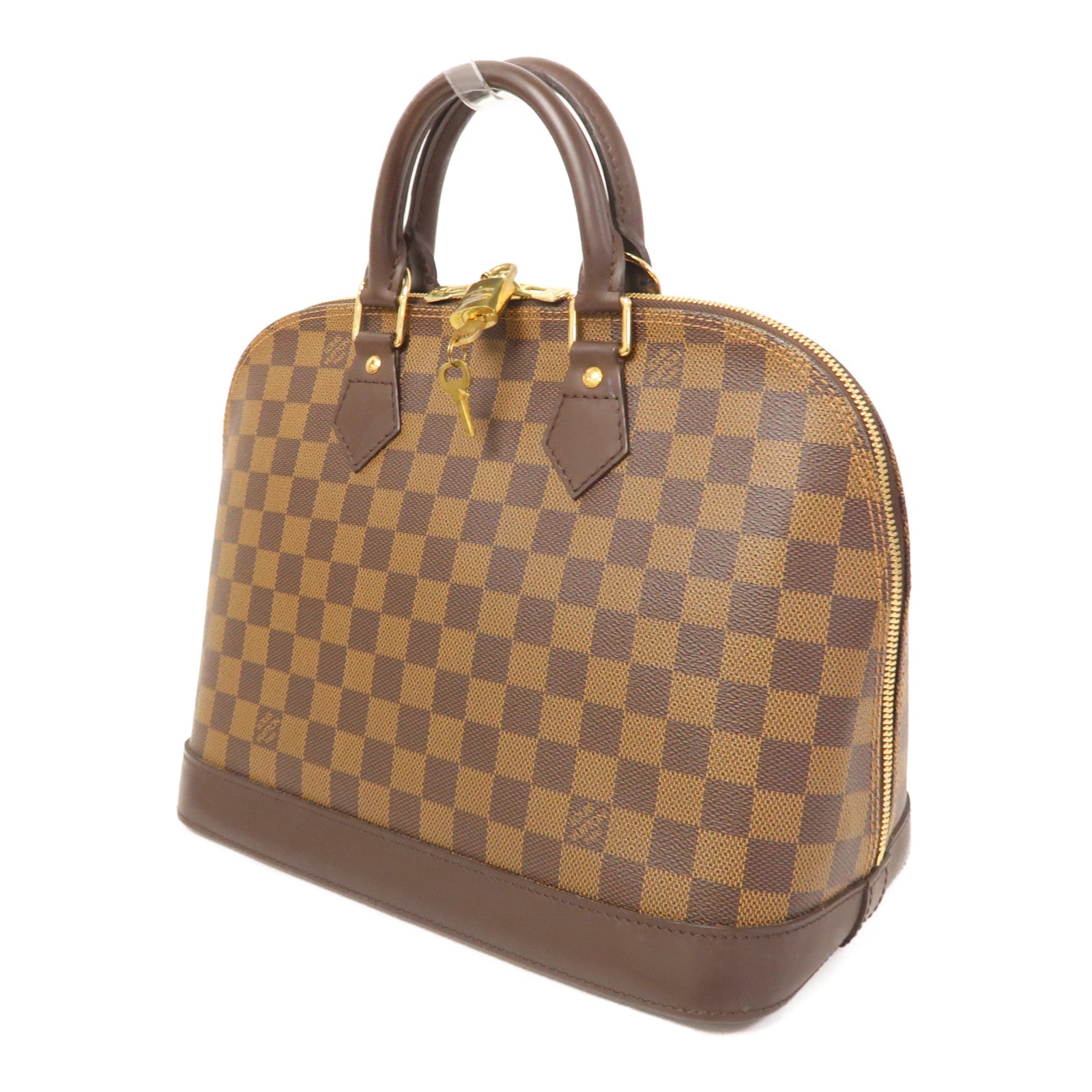 LOUIS VUITTON Damier Ebene Alma金扣手挽袋啡色