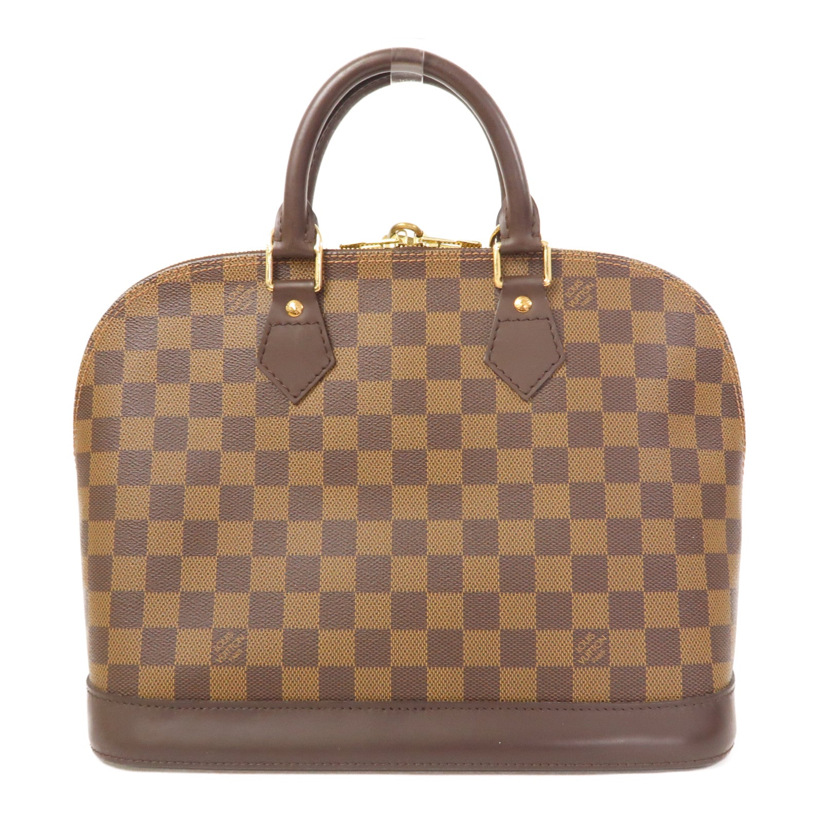 LOUIS VUITTON Damier Ebene Alma金扣手挽袋啡色