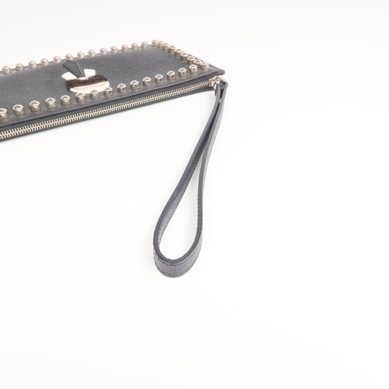FENDI 【激減優惠】牛皮皮革/水貂皮草Pouch/Clutch銀扣手拿包